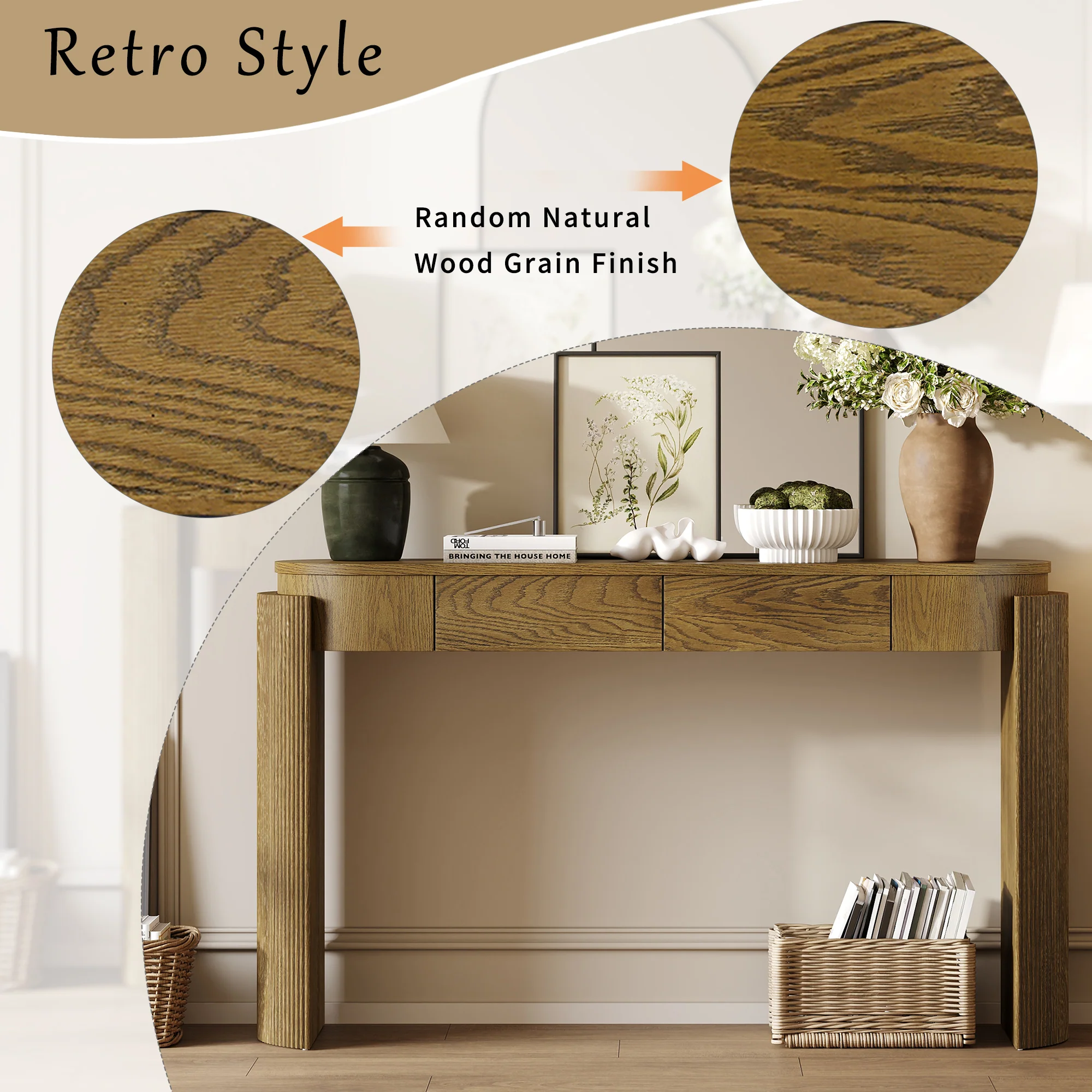 Walker Edison | Fluted Design Entryway Console Table and 2 Drawers