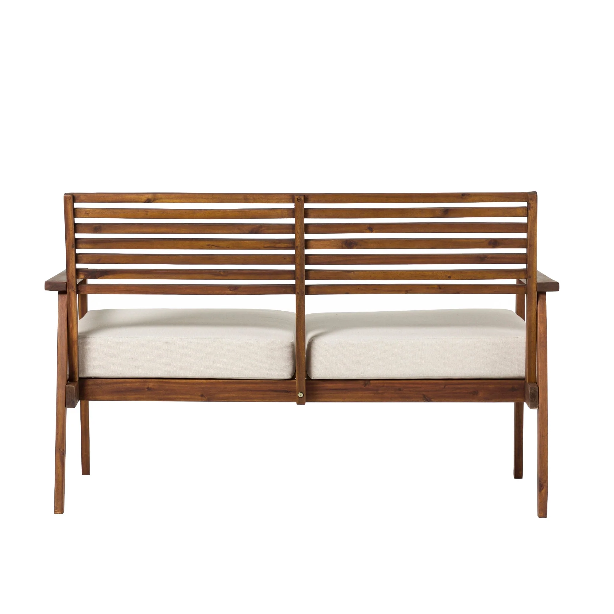 Zander Mid-Century Modern Acacia Outdoor Slat-Back Loveseat
