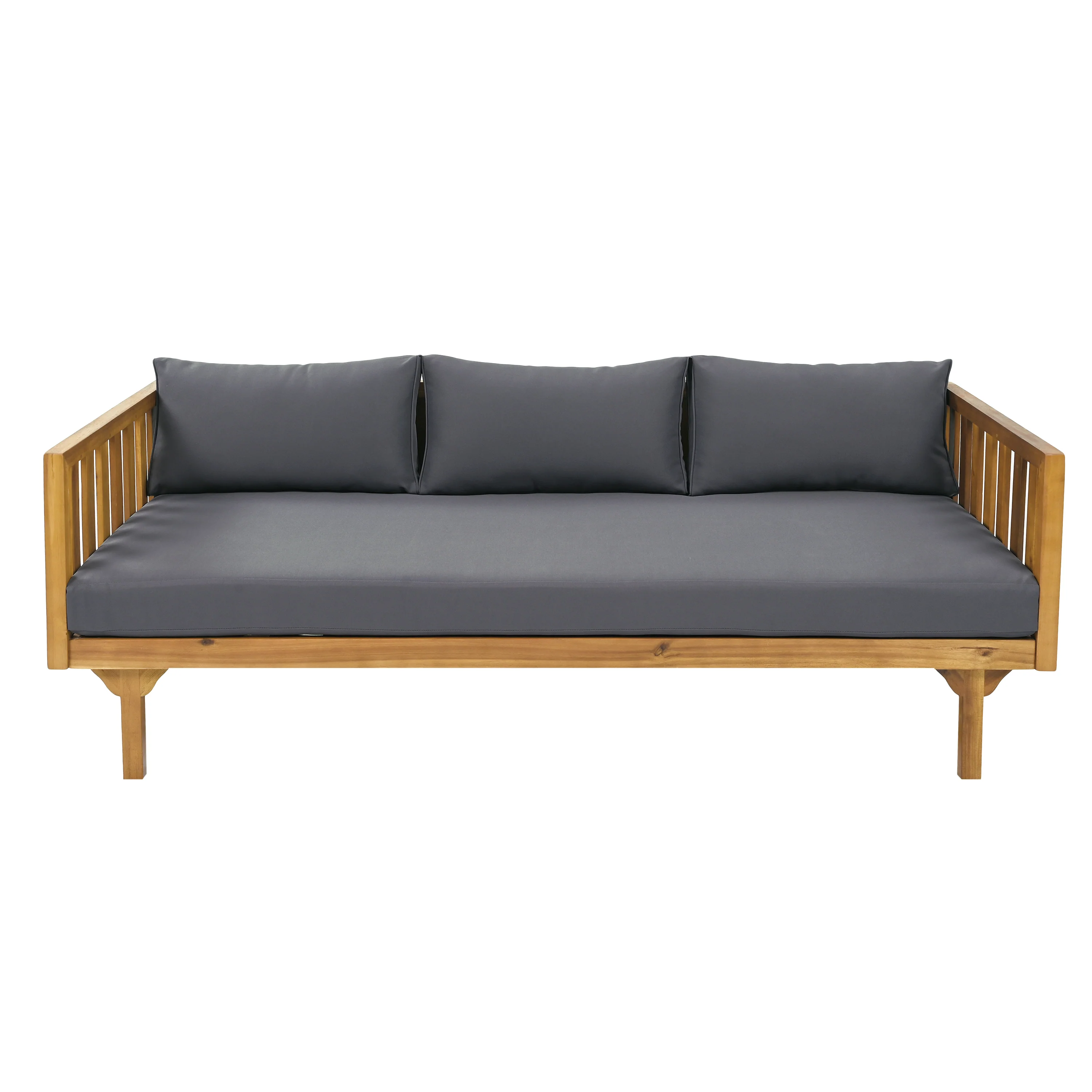 Walker Edison | Outdoor 3 Piece Teak Deep Seat Daybed Sofa with Coffee Table