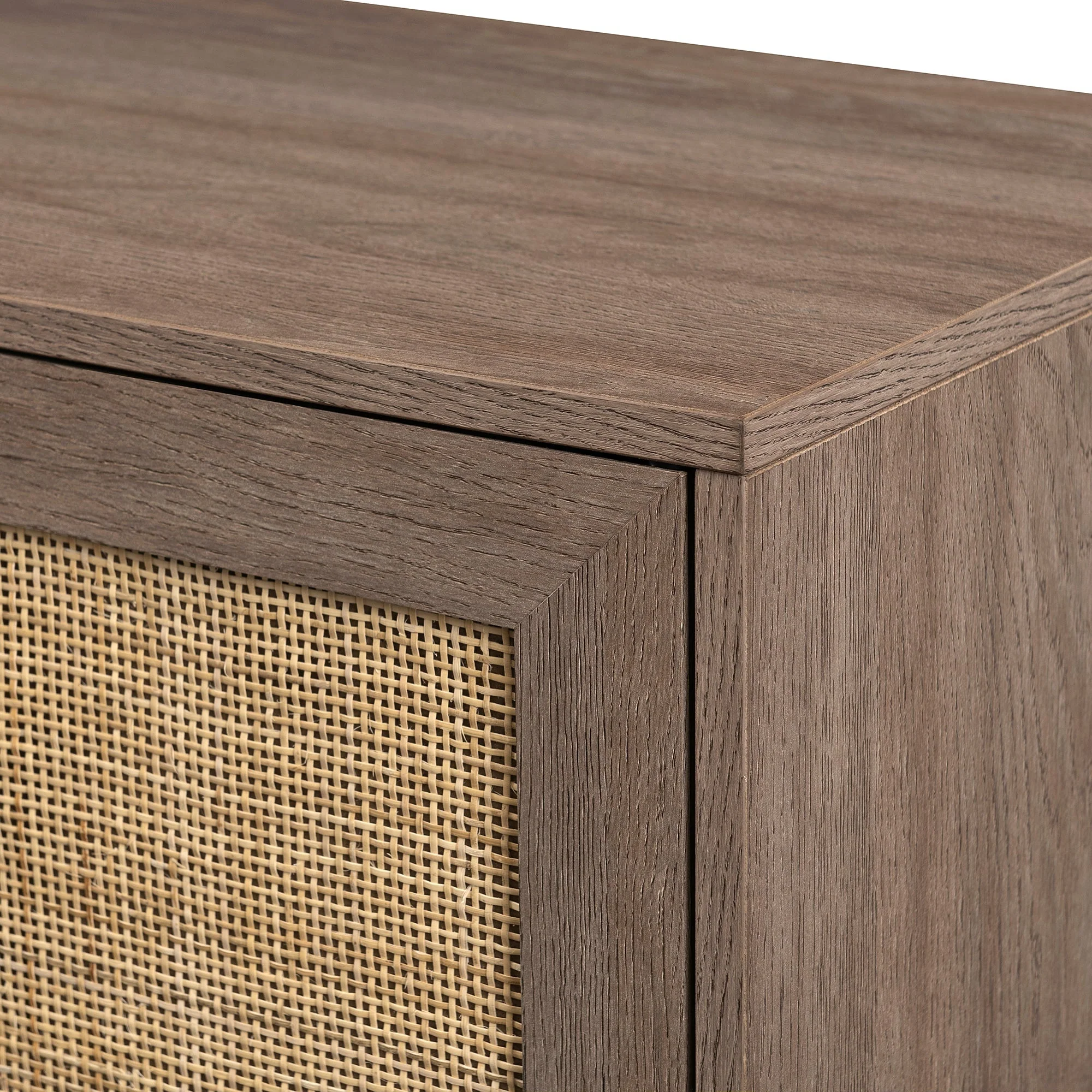 58 2 Door Wood and Rattan TV Stand