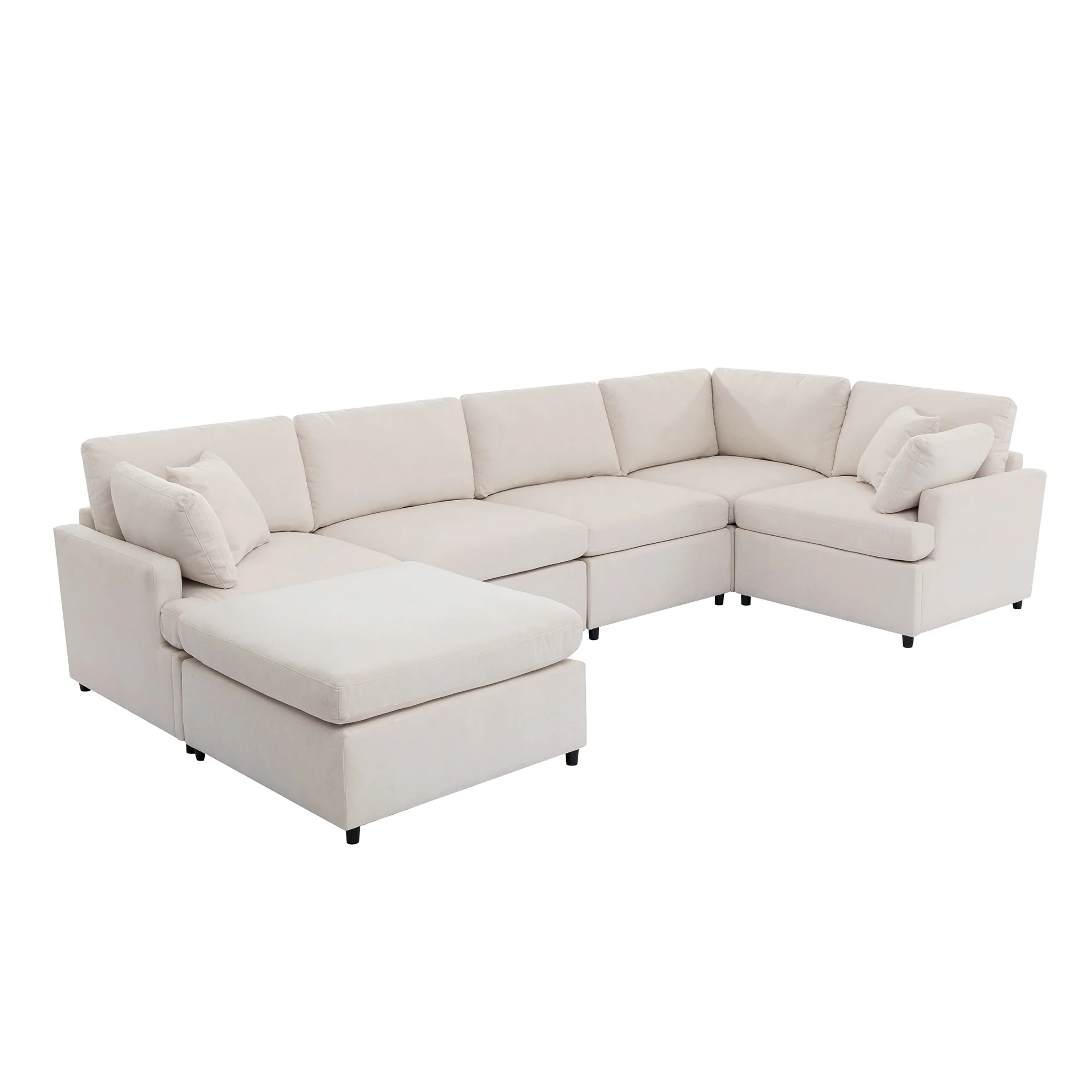 Walker Edison | Classic Modern Modular Sectional Sofa with Ottoman