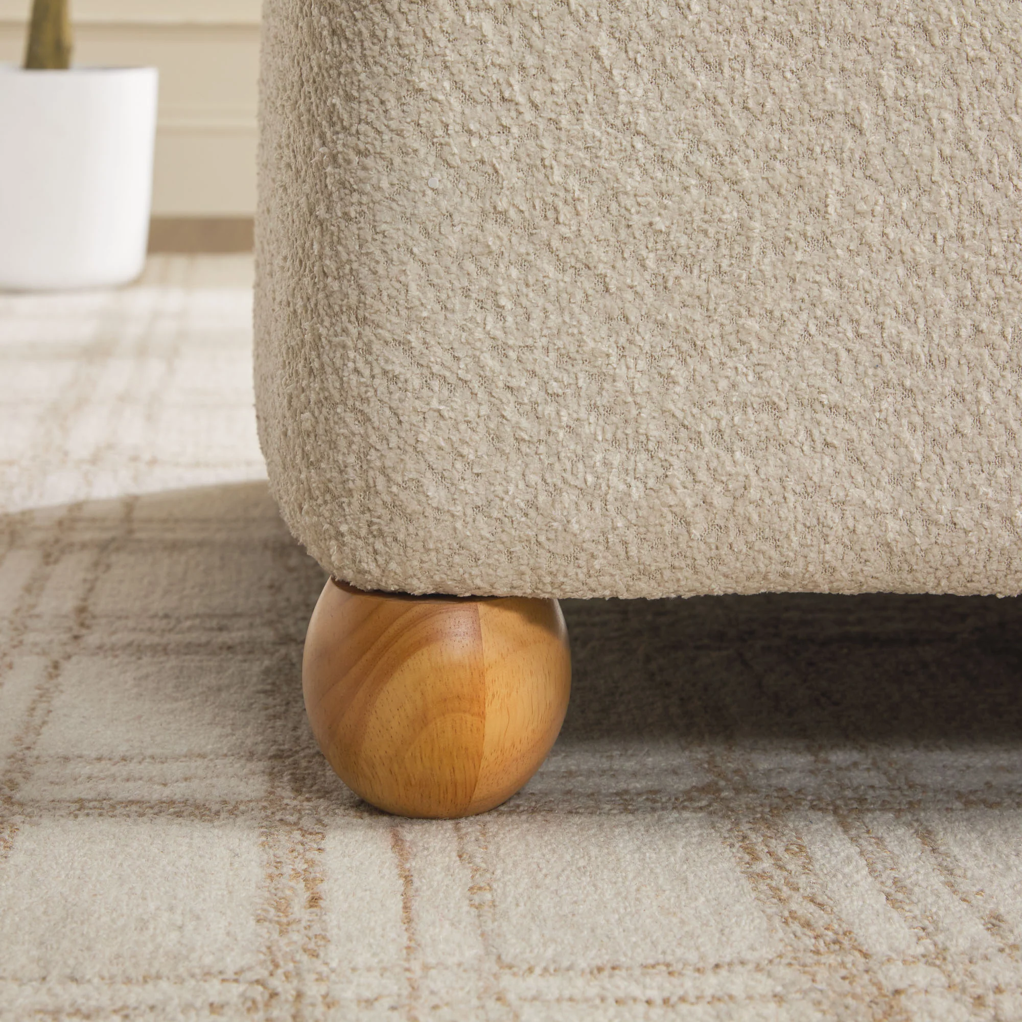 Linley Contemporary Boucle Easy Assembly Upholstered Large Storage Ottoman