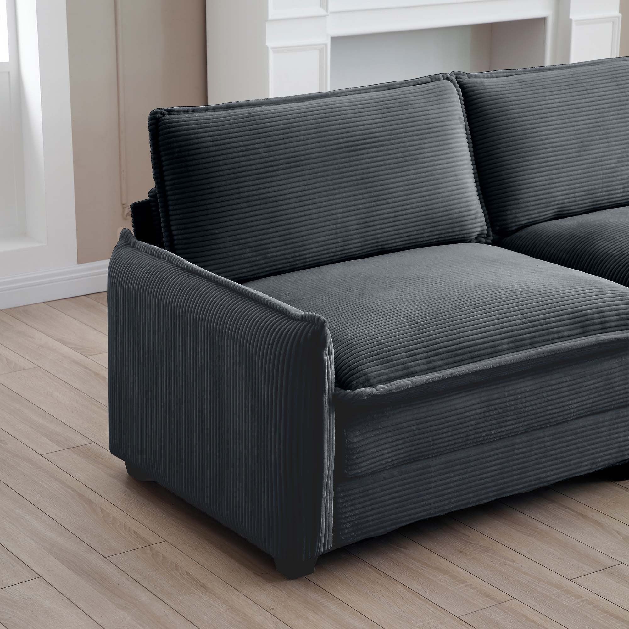 Walker Edison | Corduroy Cloud Loveseat Sofa Set