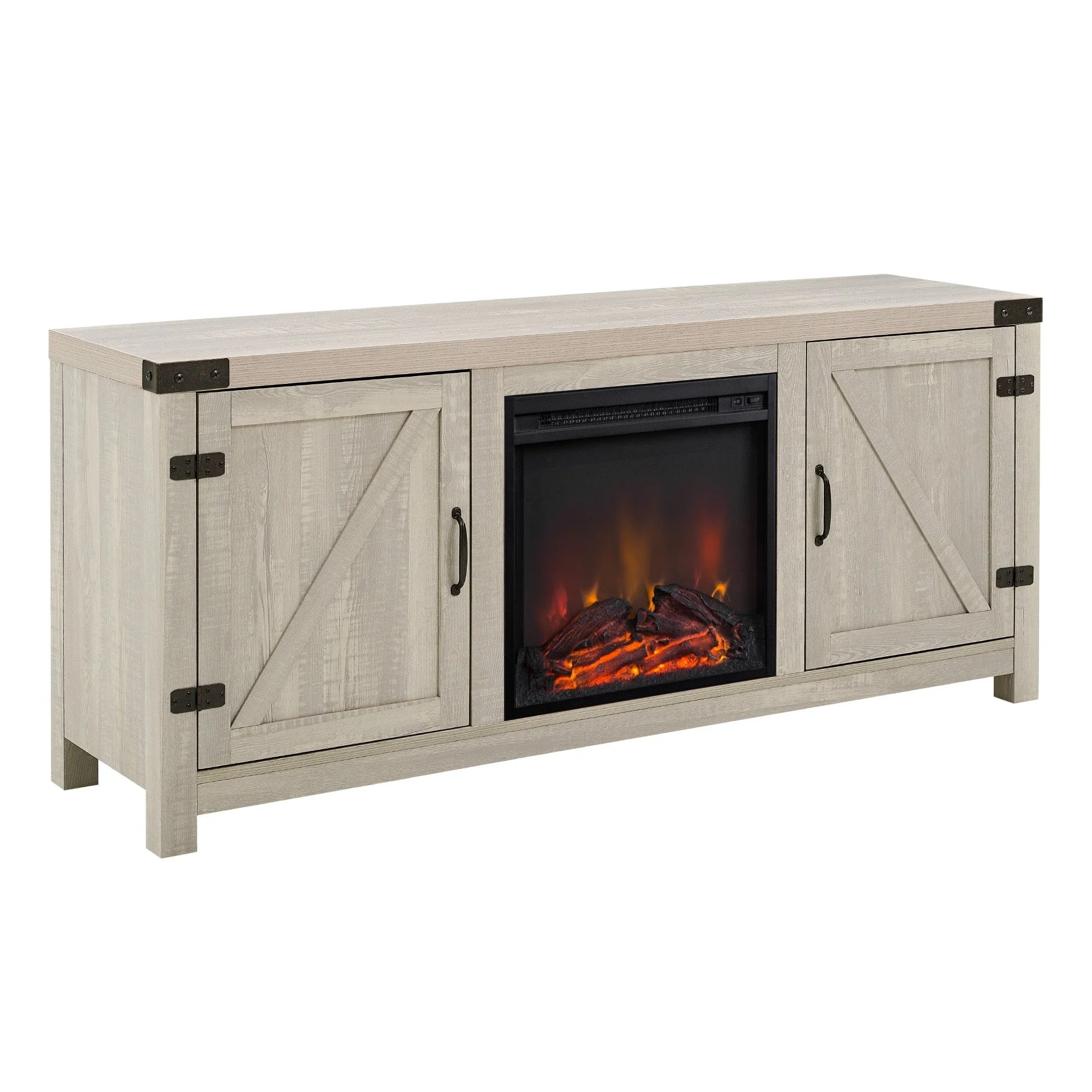 Barn Door Fireplace TV Stand