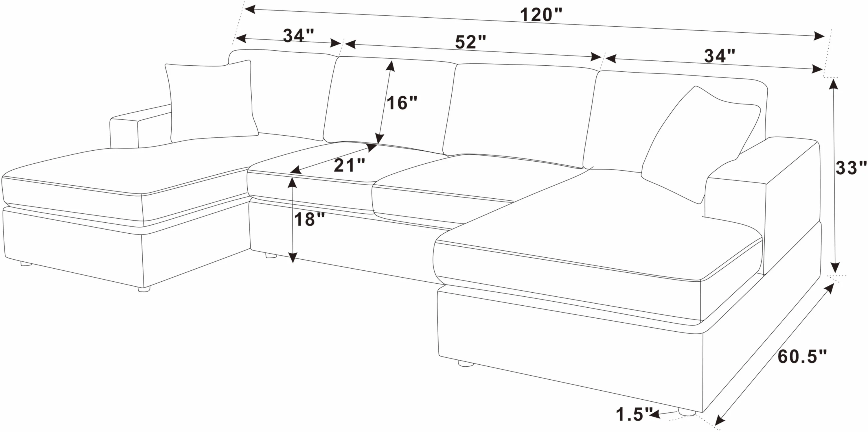 Walker Edison | Coastal Green Corduroy Double-Chaise Cloud Sectional Sofa