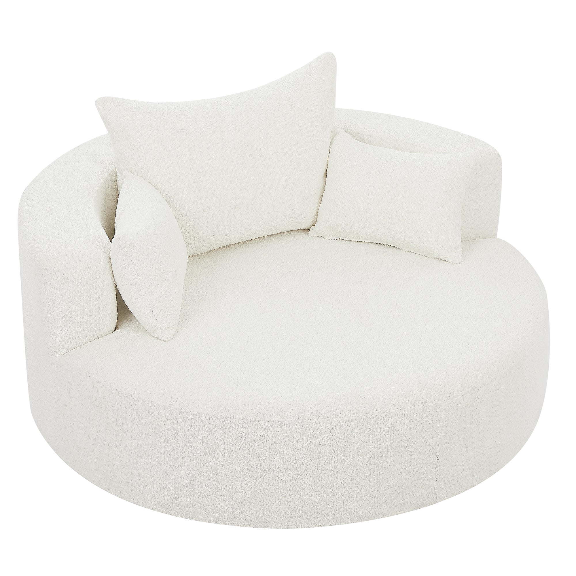 Walker Edison | 360° Swivel Accent Round Sofa Chair with Pillows