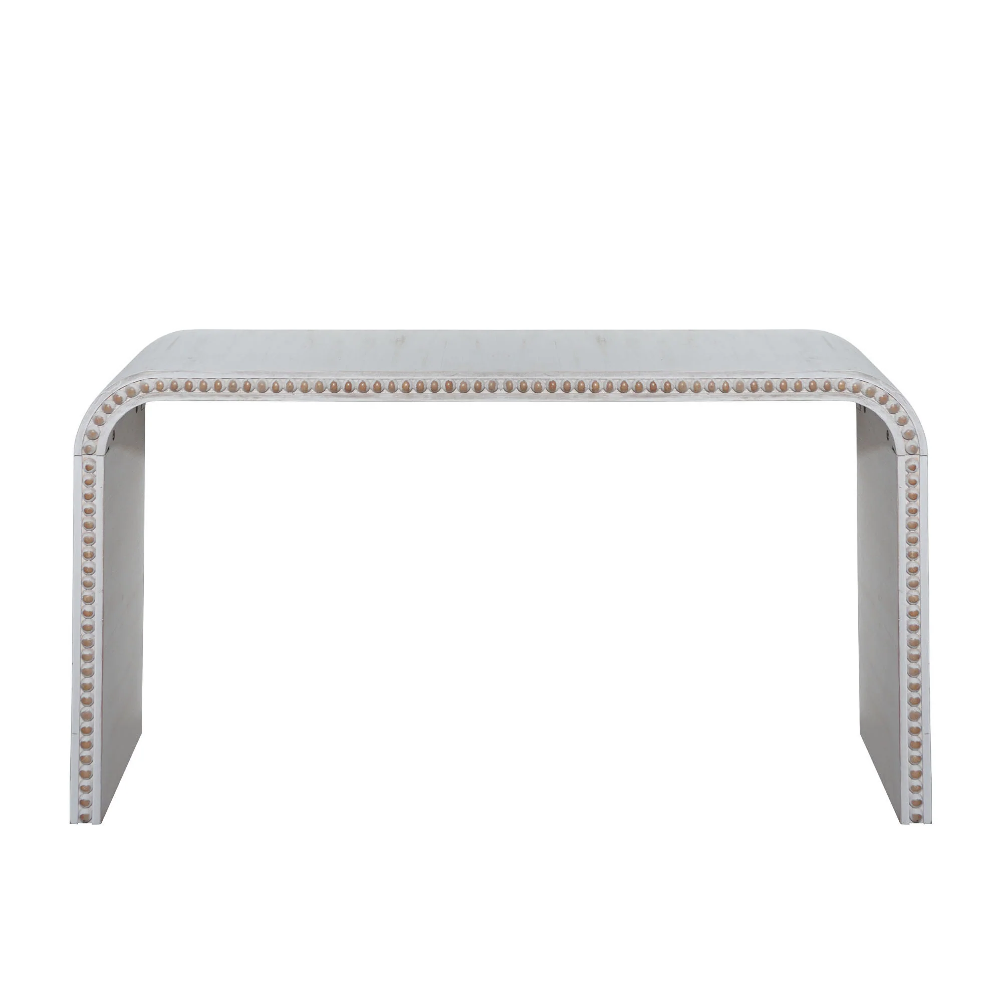 Walker Edison | Curve Design Washed White 59 Entryway Console Table