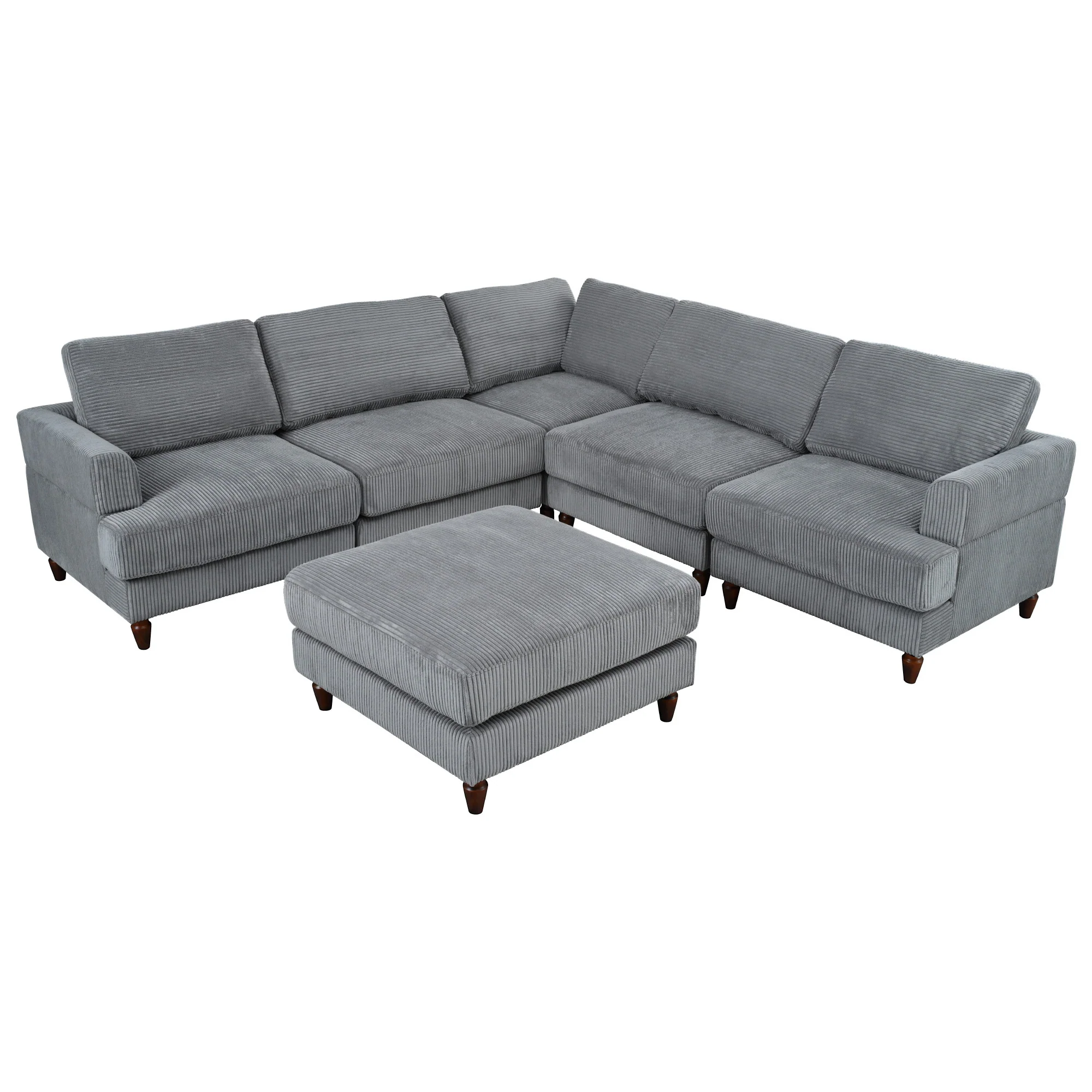 Walker Edison | Corduroy Modular Sectional Sofa with Ottoman