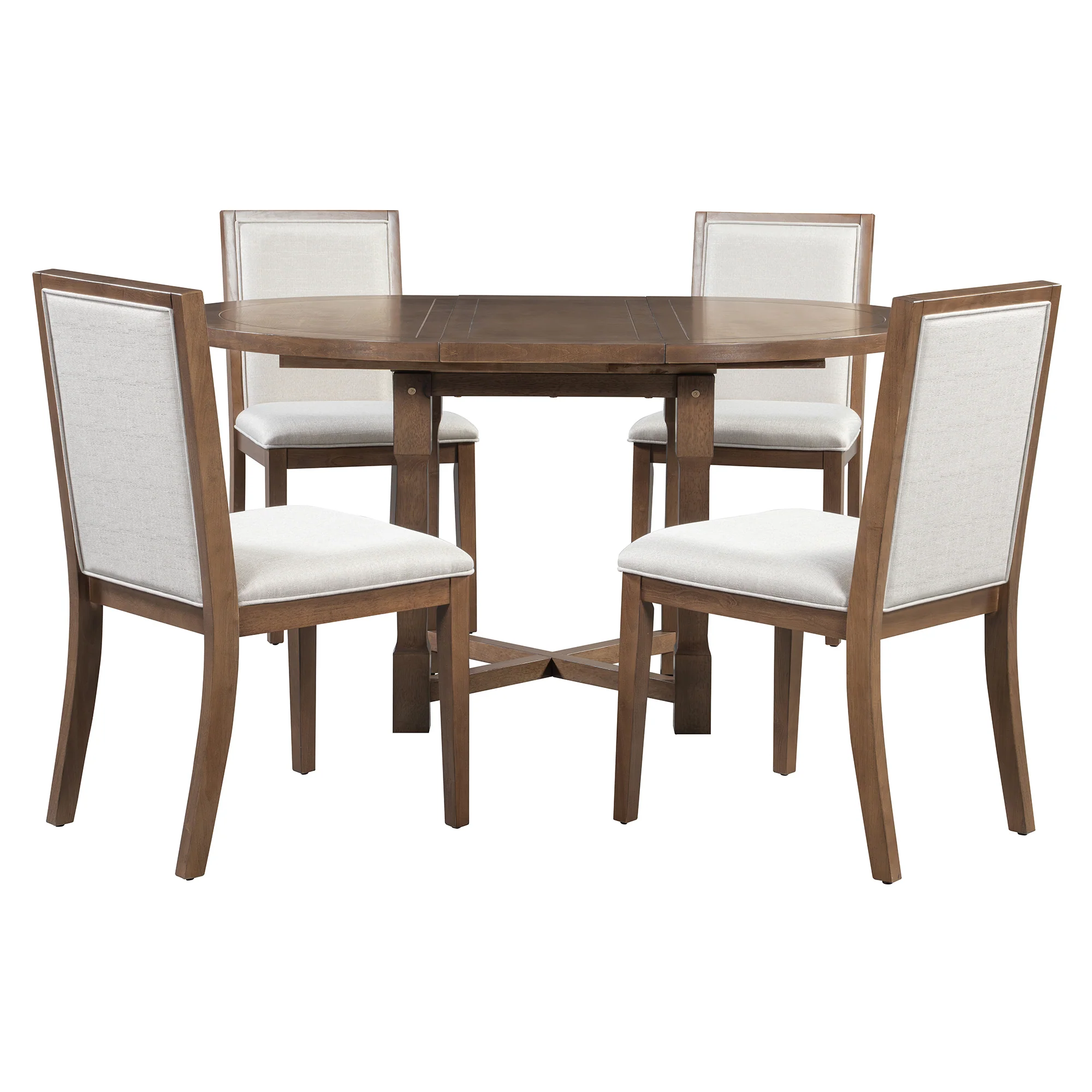 Walker Edison | Farmhouse Kitchen 5-Piece Extendable Dining Table Set for 4 with Upholstered Chair