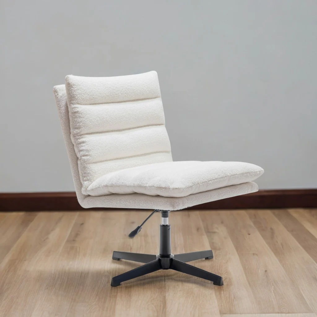 Walker Edison | Beige Teddy Swivel Wide Desk Chair