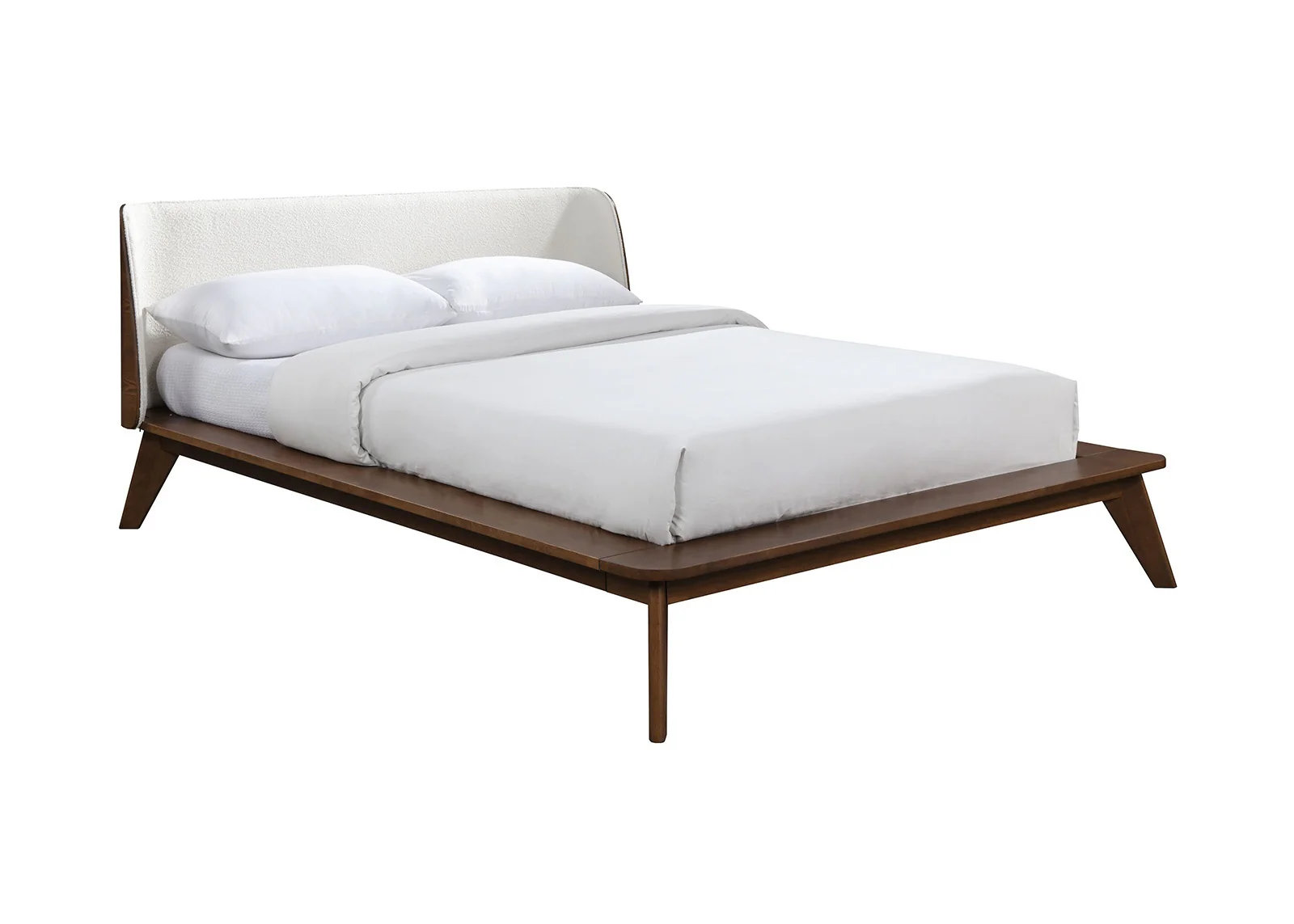 Walker Edison | Mid-Century Modern Winged Edge Headboard King Size Bedframe