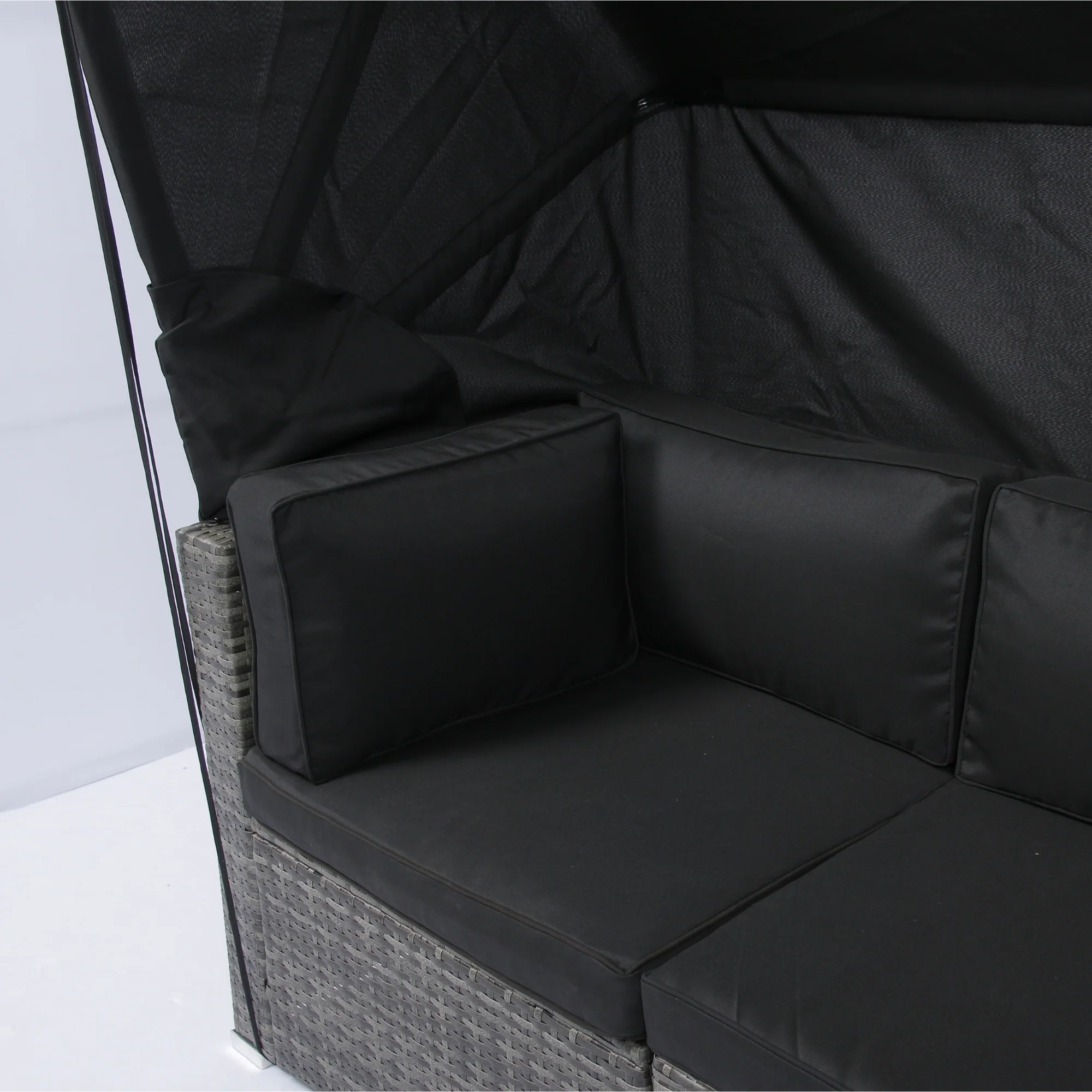 Walker Edison | 7-Piece Outdoor Patio Canopy Wicker Rattan Sectional Sofa Set