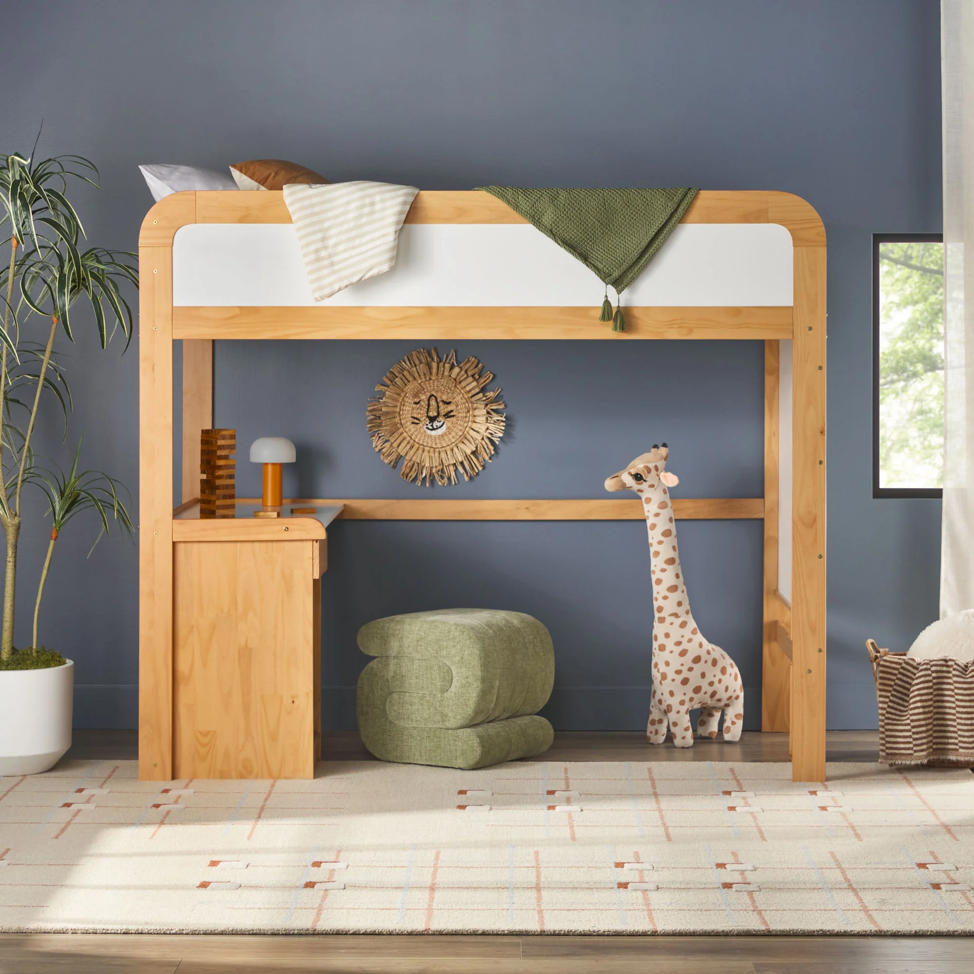 Adyn Contemporary Twin Loft Bunk Bed with Desk