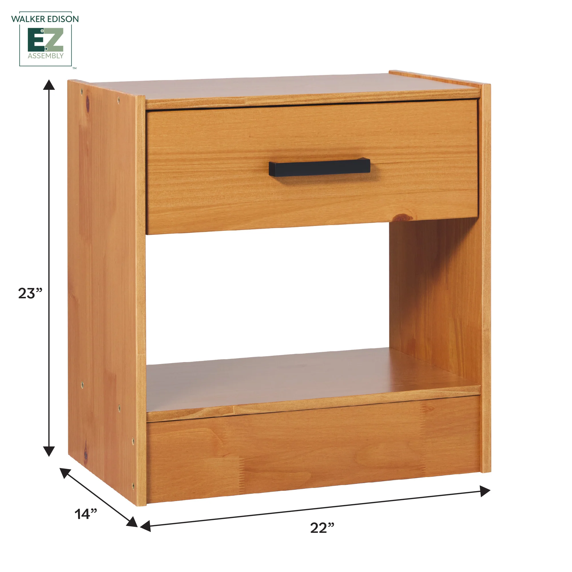 Declan 1-Drawer Solid Wood Nightstand With Handles