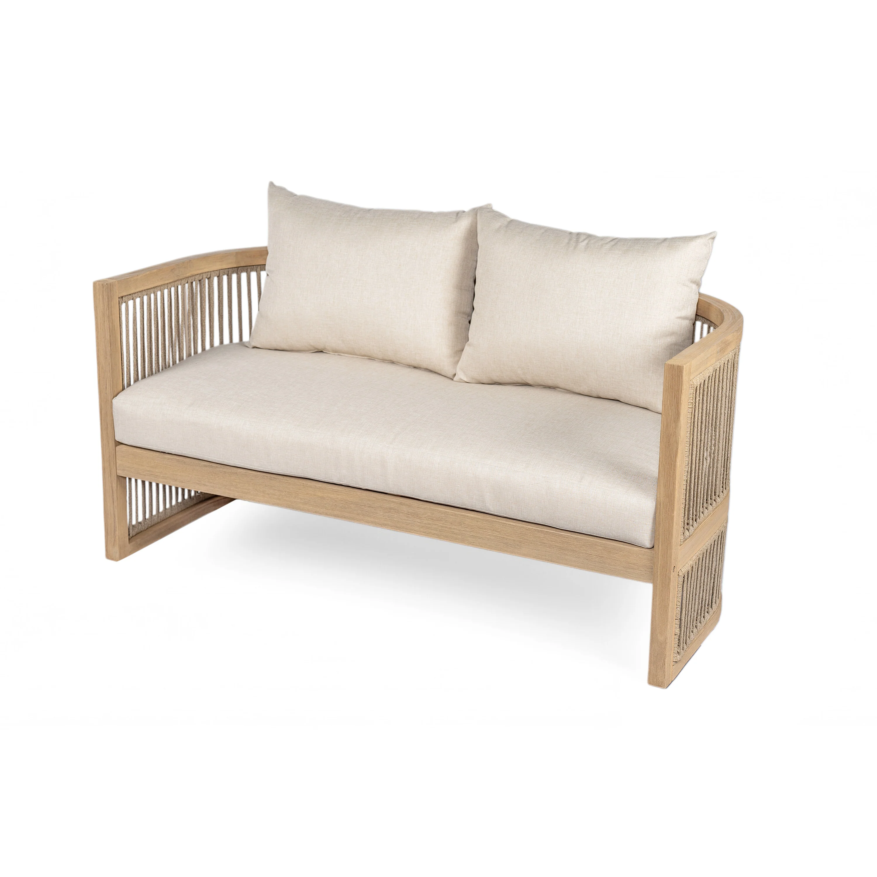 Walker Edison | 54.4'' Outdoor Acacia Wood Loveseat with Cushions