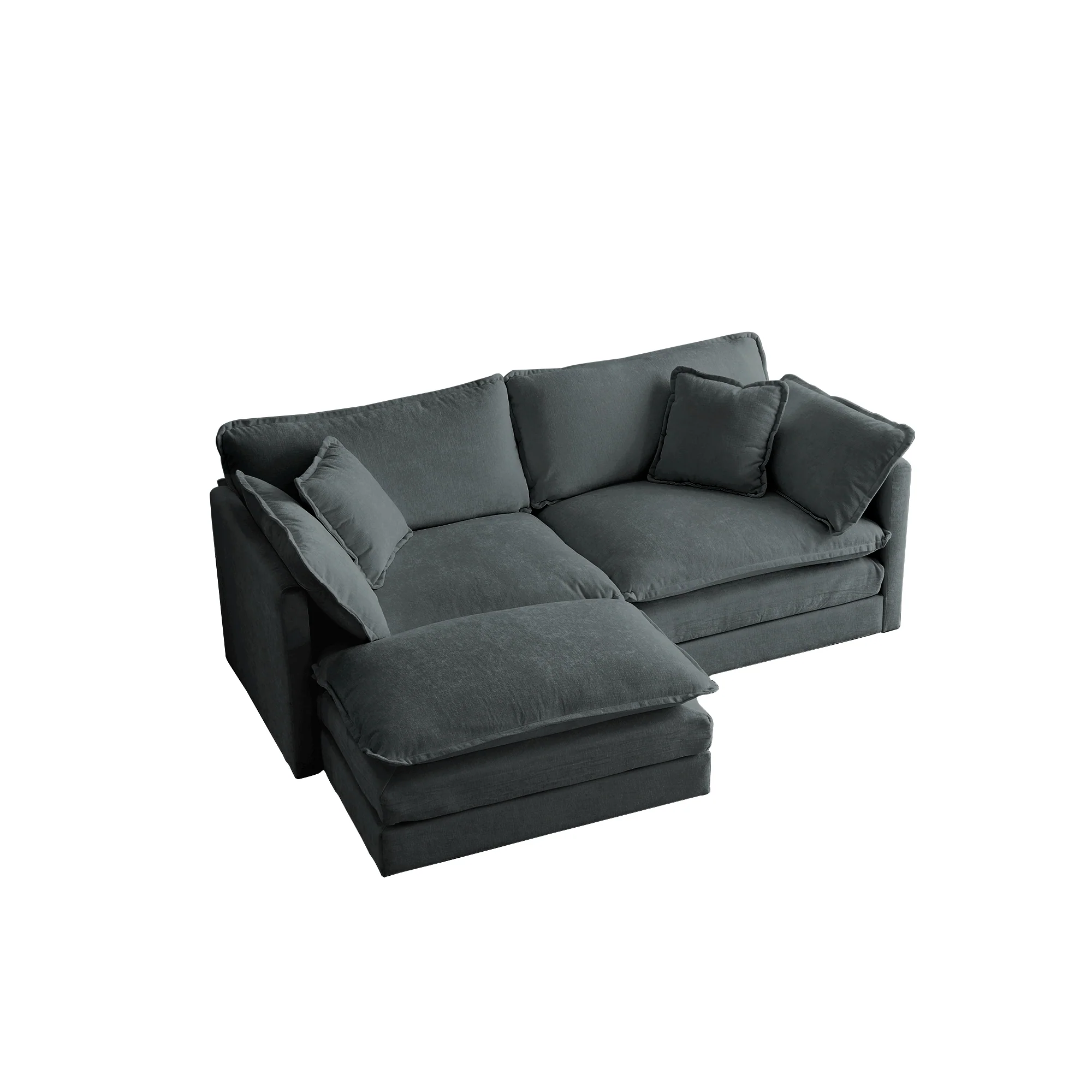 Walker Edison | Chenille Two-Seater Sofa with Ottoman