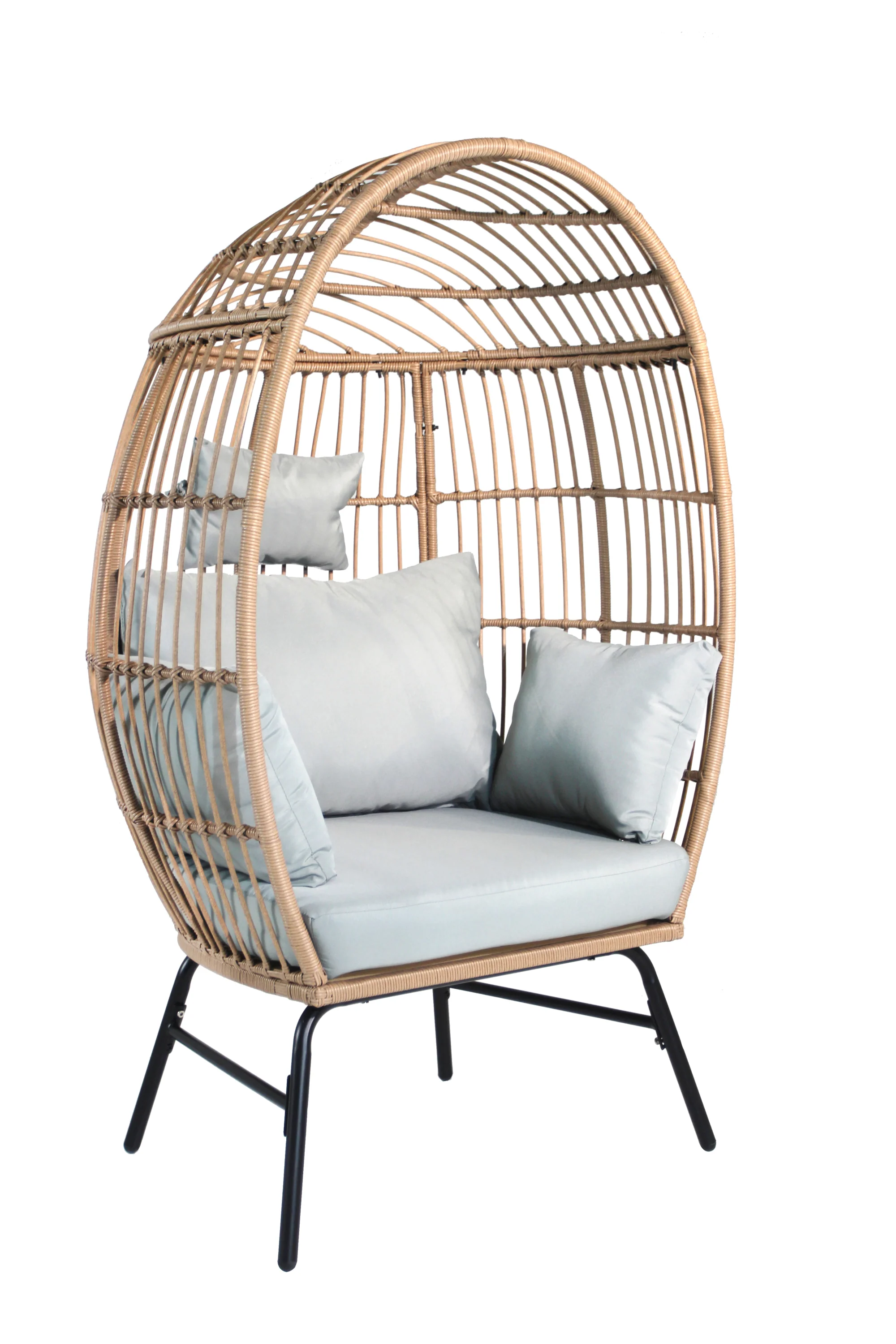 Walker Edison | Outdoor Garden Wicker Egg Chair And Footstool Set