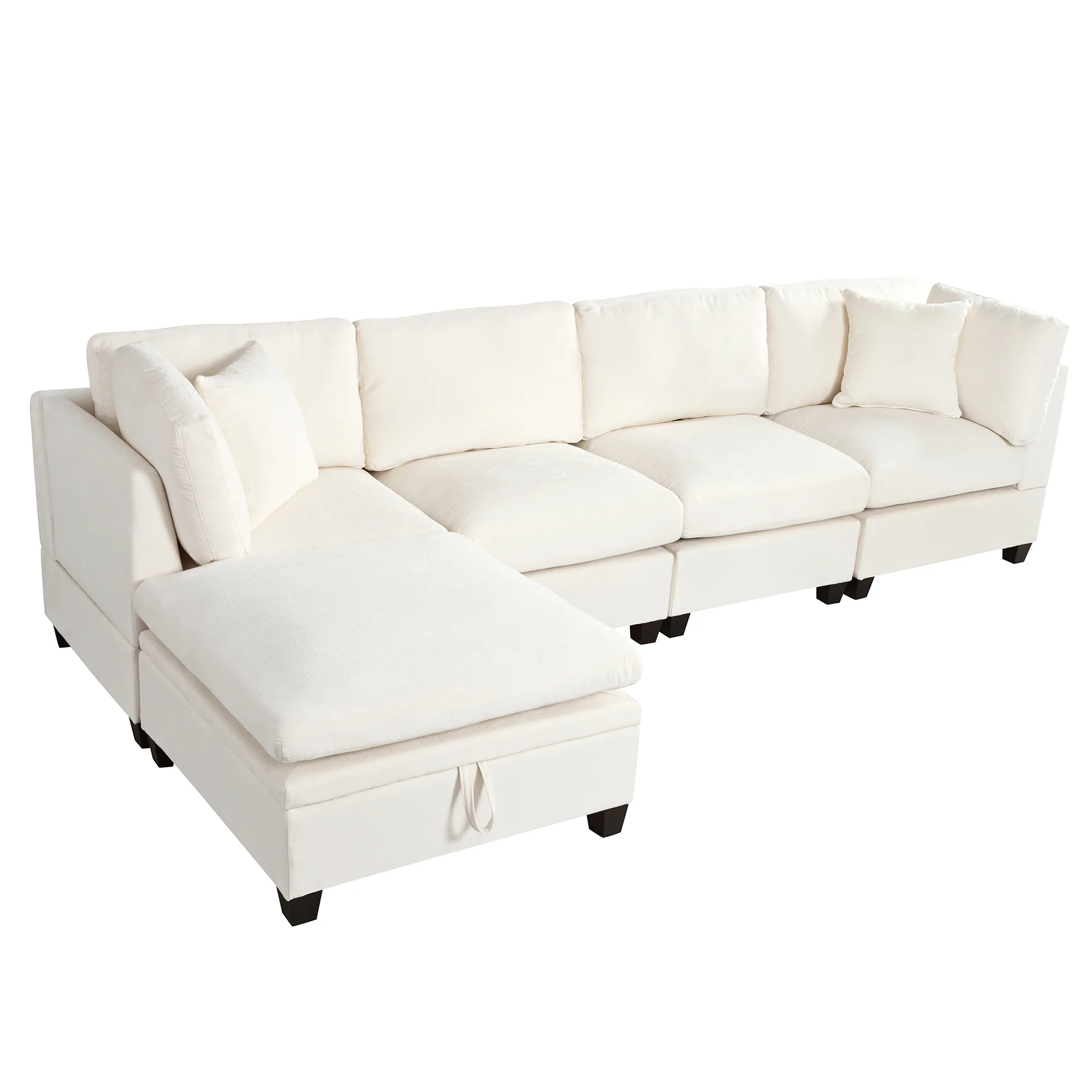 Walker Edison | Modular Sectional Sofa with Removable Storage Ottoman