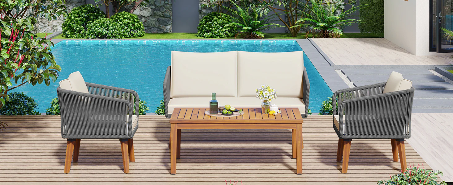 Walker Edison | Rope Patio Furniture Set