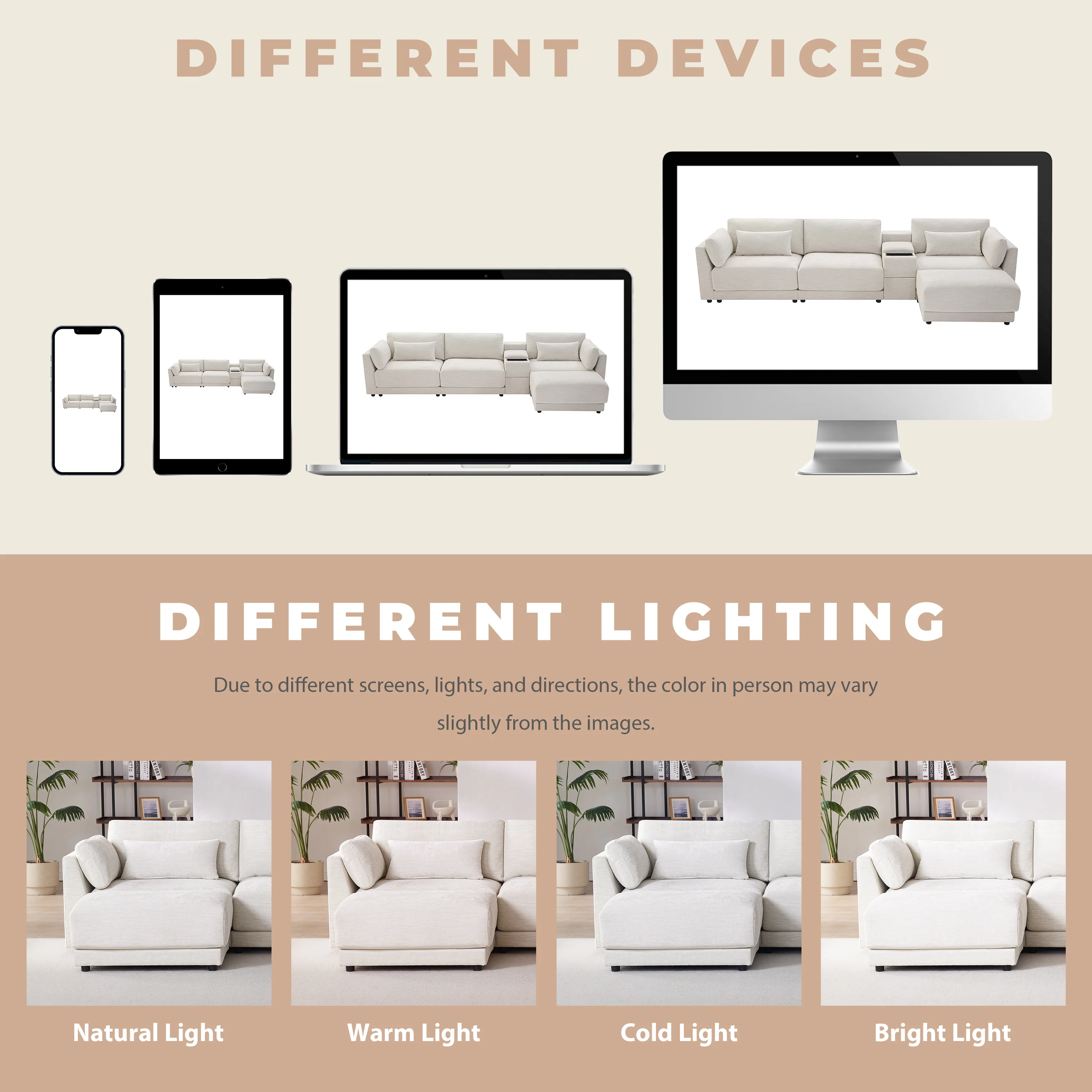 Walker Edison | Chenille Sectional Sofa with Storage Console