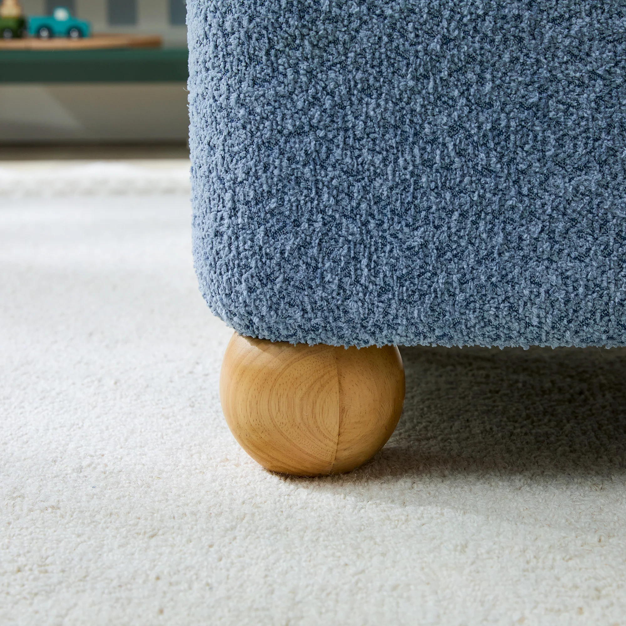 Linley Contemporary Boucle Easy Assembly Upholstered Small Storage Ottoman