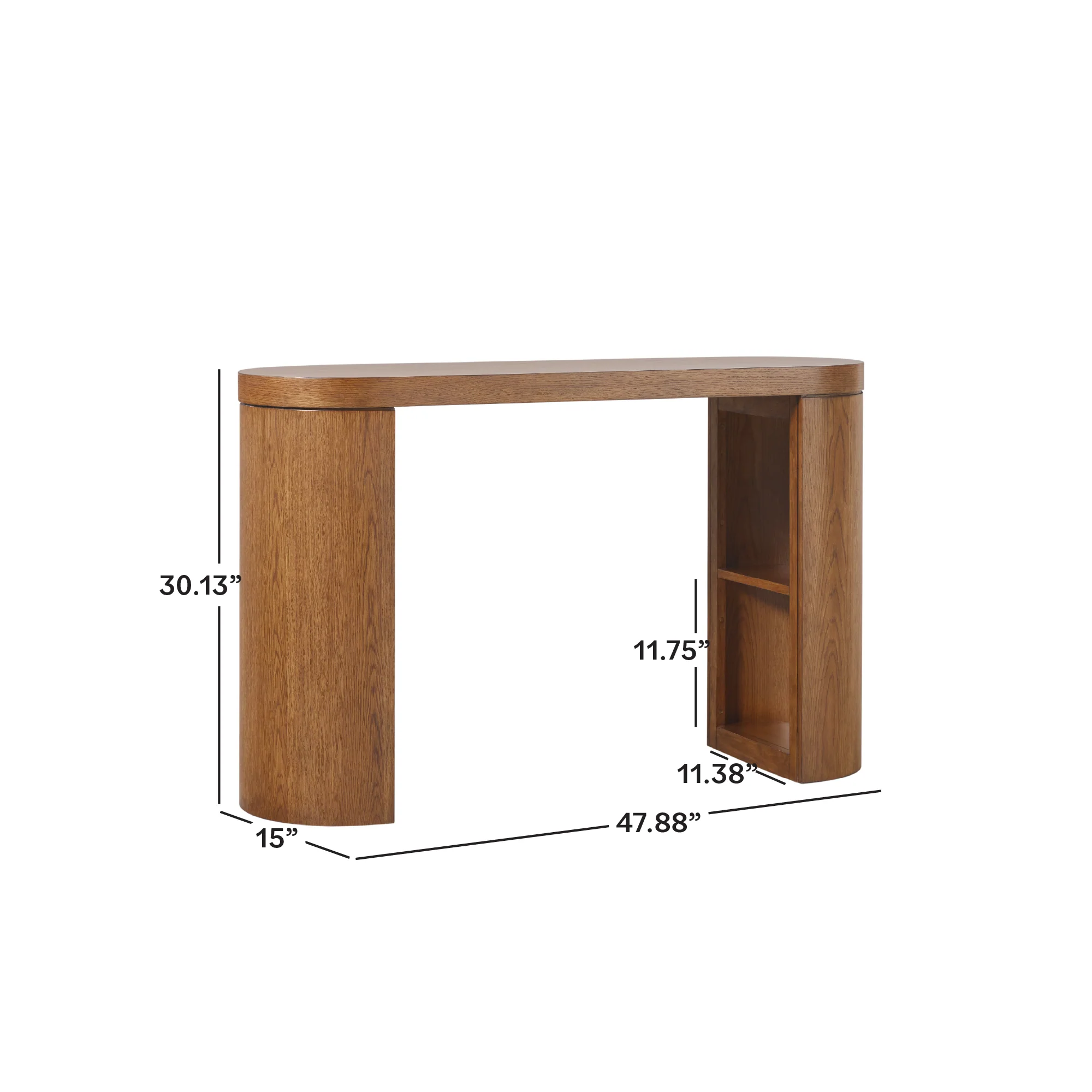 Maya 48 Modern Easy Assembly Oak Wood Veneer Console Entry Table with Storage
