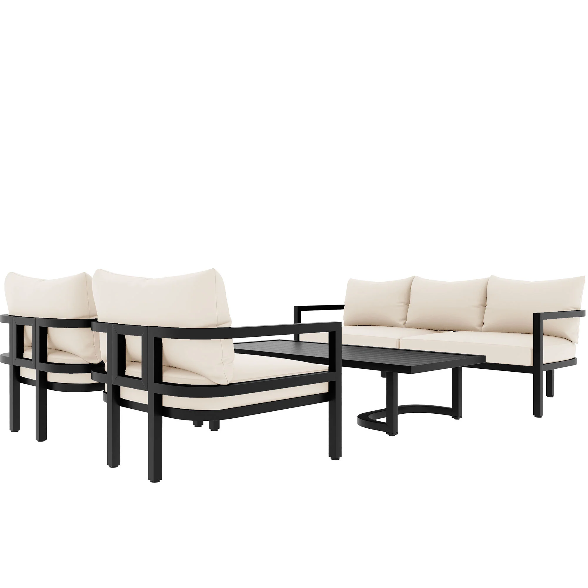 Walker Edison | Curve Design Steal Outdoor Sofa Set