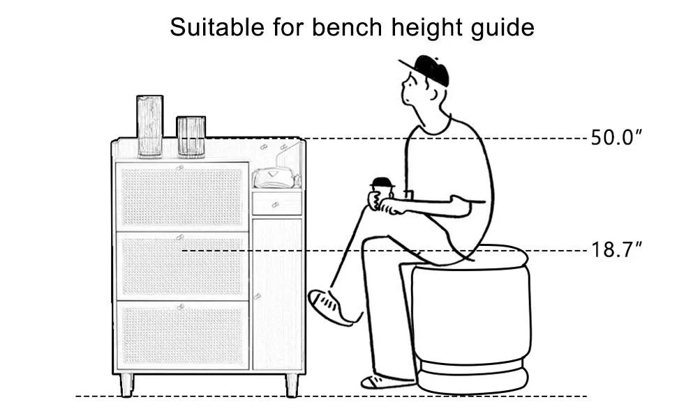 Walker Edison | Rattan Minimalist Entryway Storage Shoe Cabinet
