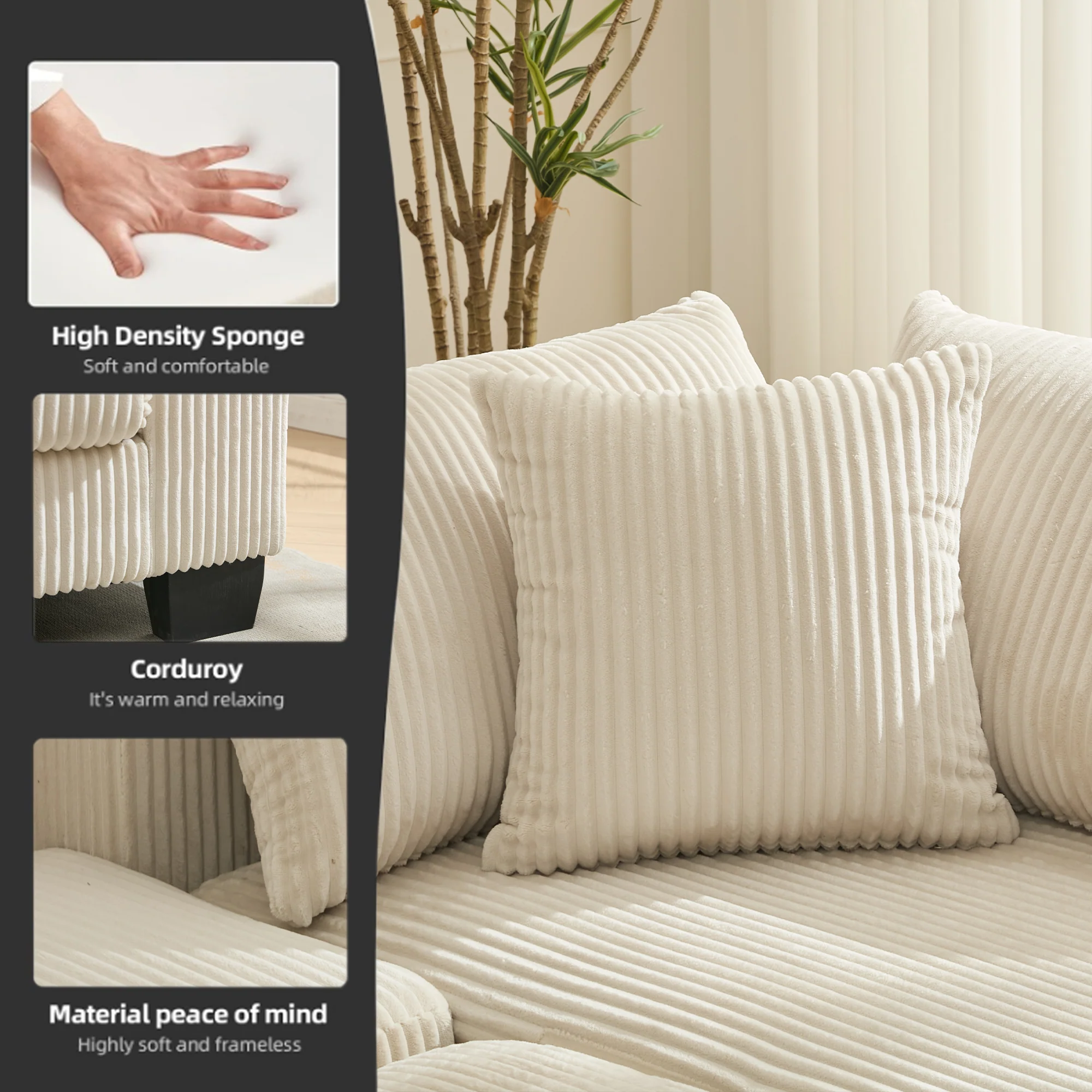 Walker Edison | Corduroy Pull Out 114' Sleeper Sofa Bed