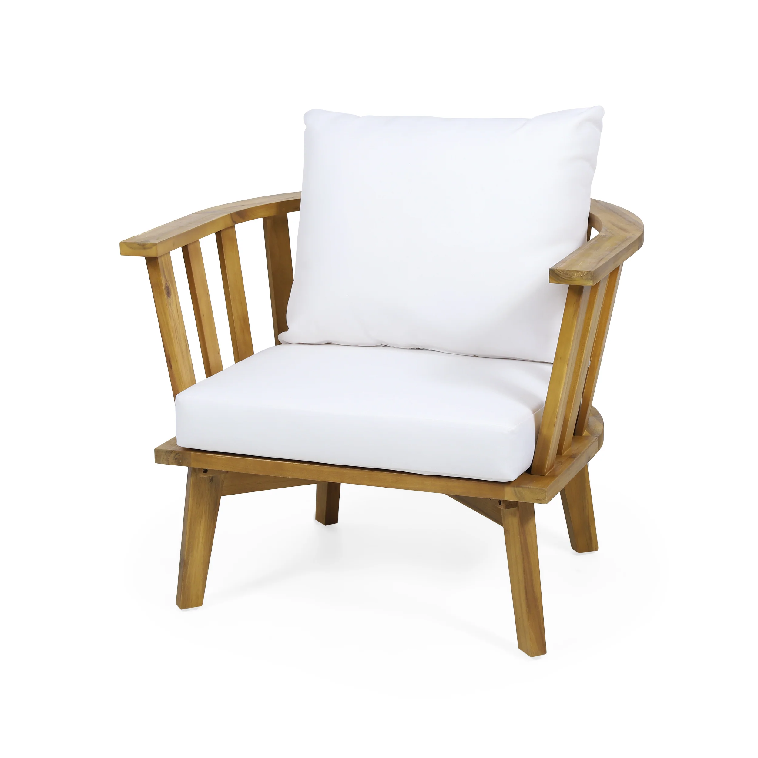 Walker Edison | Teak Acacia Wood Outdoor Patio Club Chair Set of 2