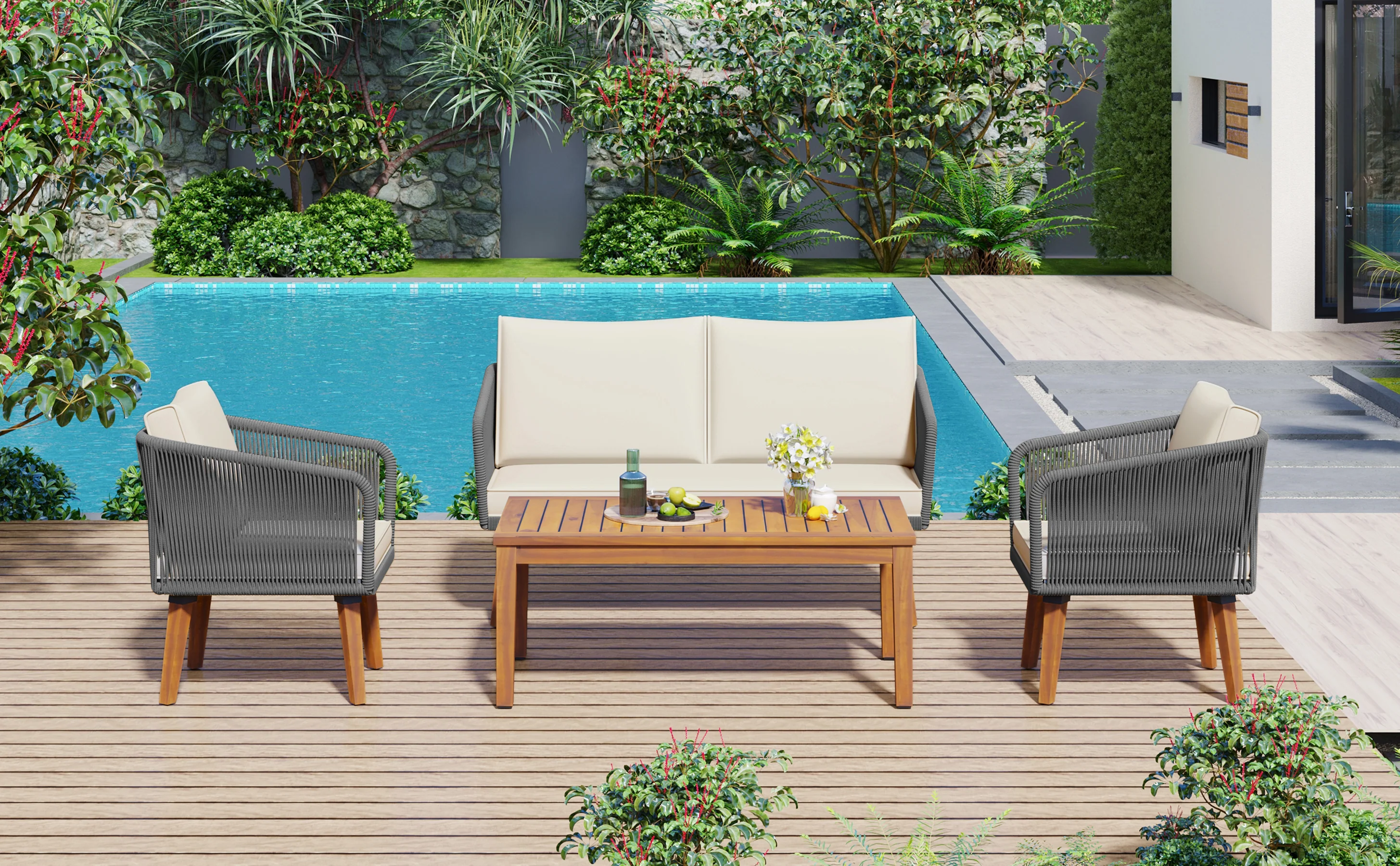 Walker Edison | Rope Patio Furniture Set