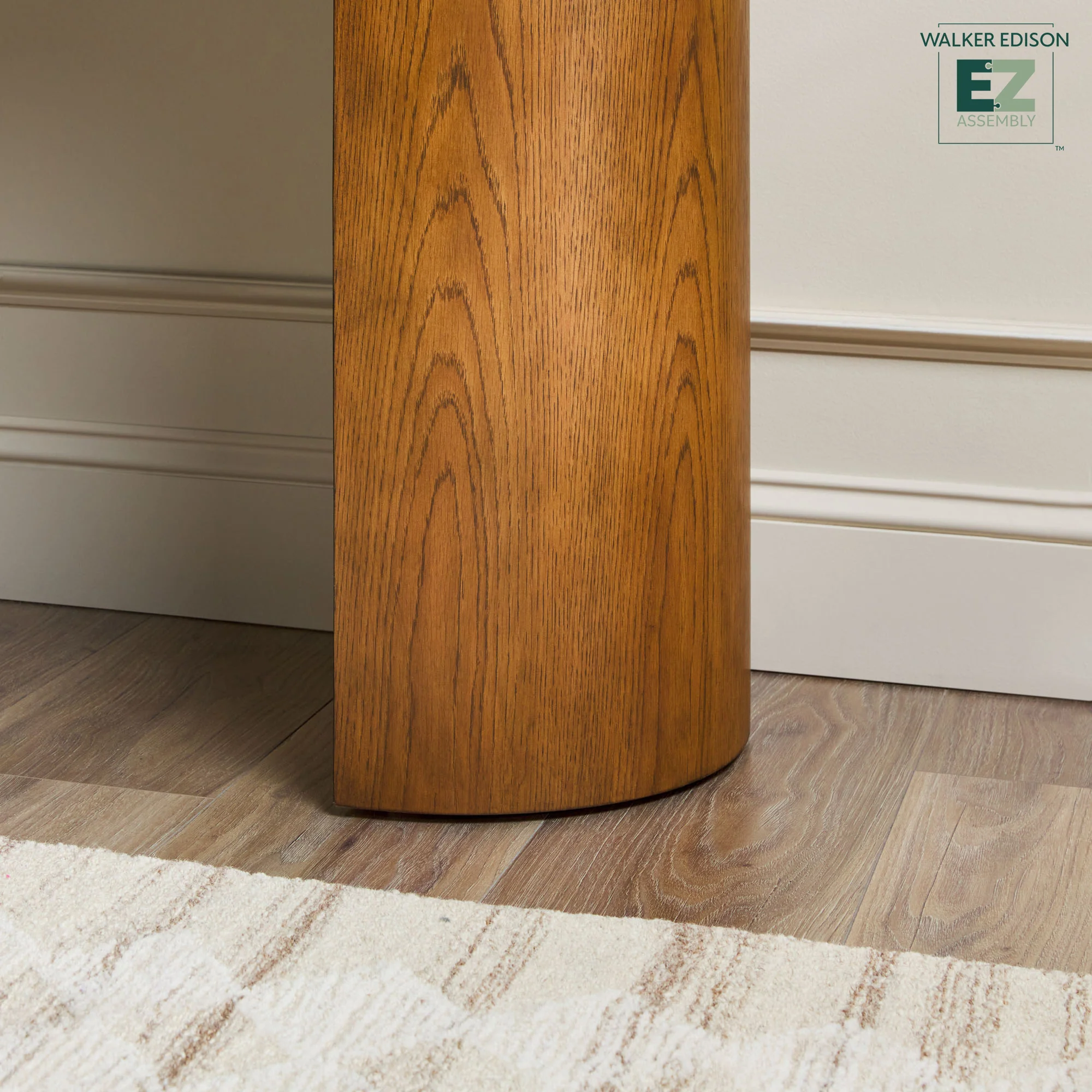 Maya 48 Modern Easy Assembly Oak Wood Veneer Console Entry Table with Storage