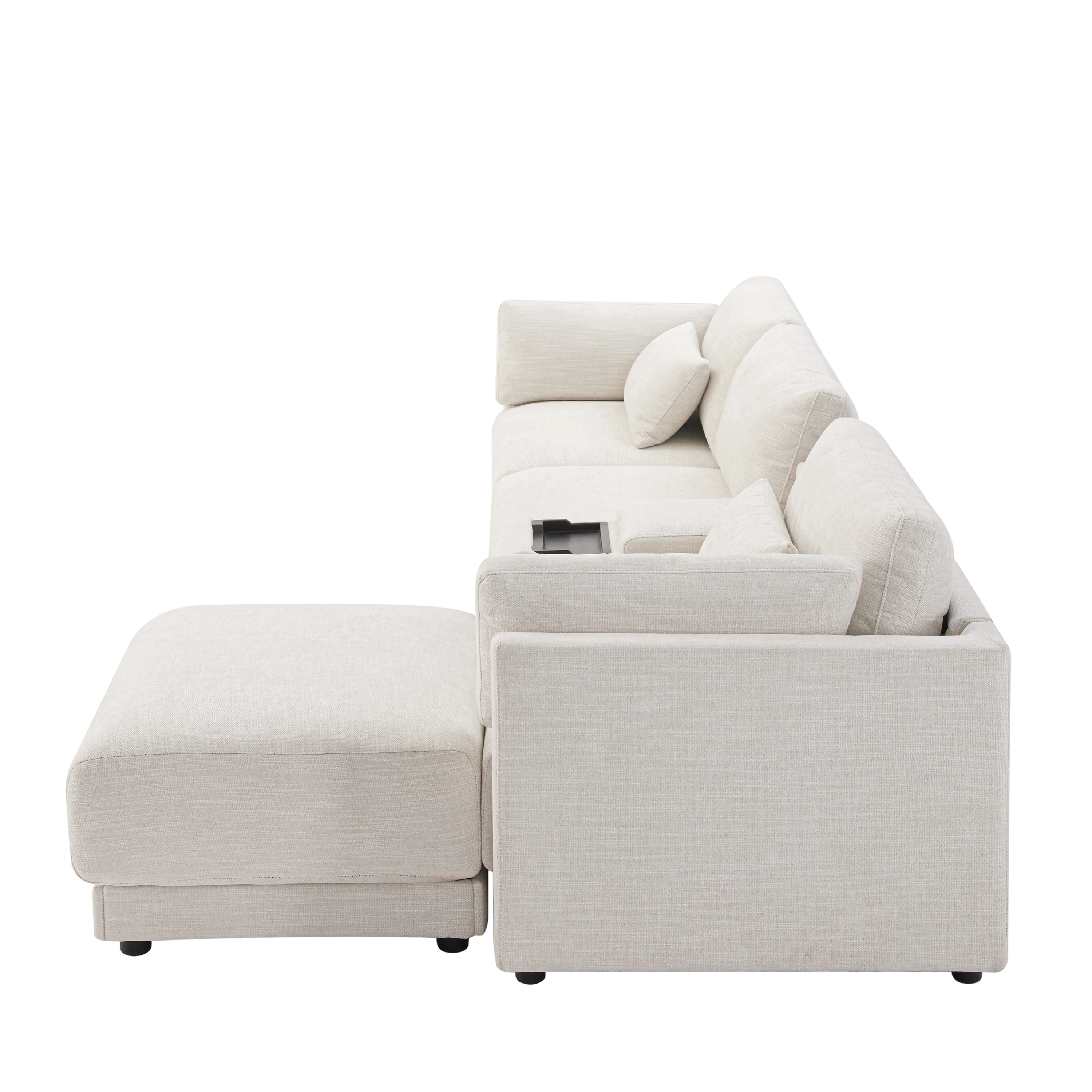Walker Edison | Chenille Sectional Sofa with Storage Console