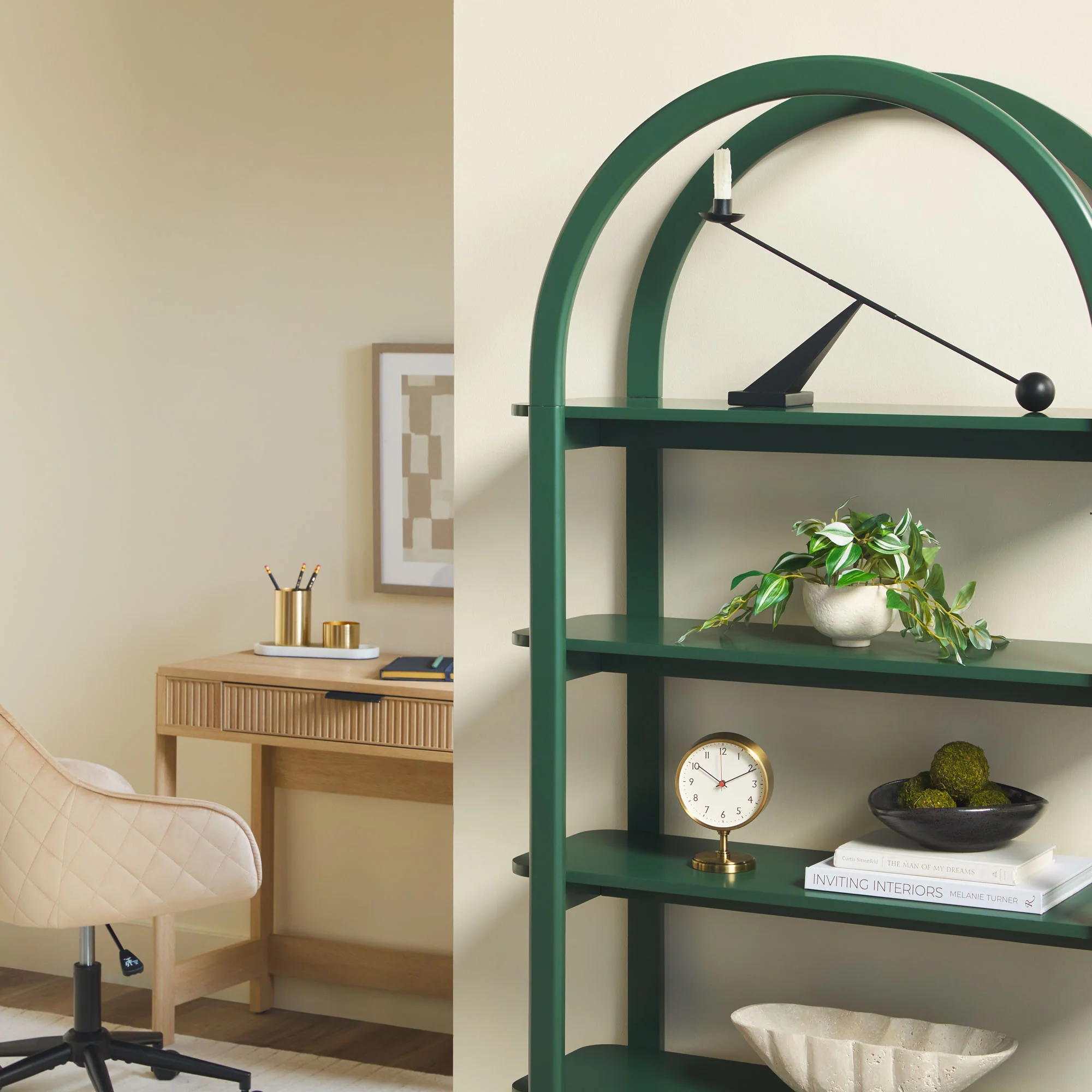 Zoey Modern Arched Wood Storage Bookcase