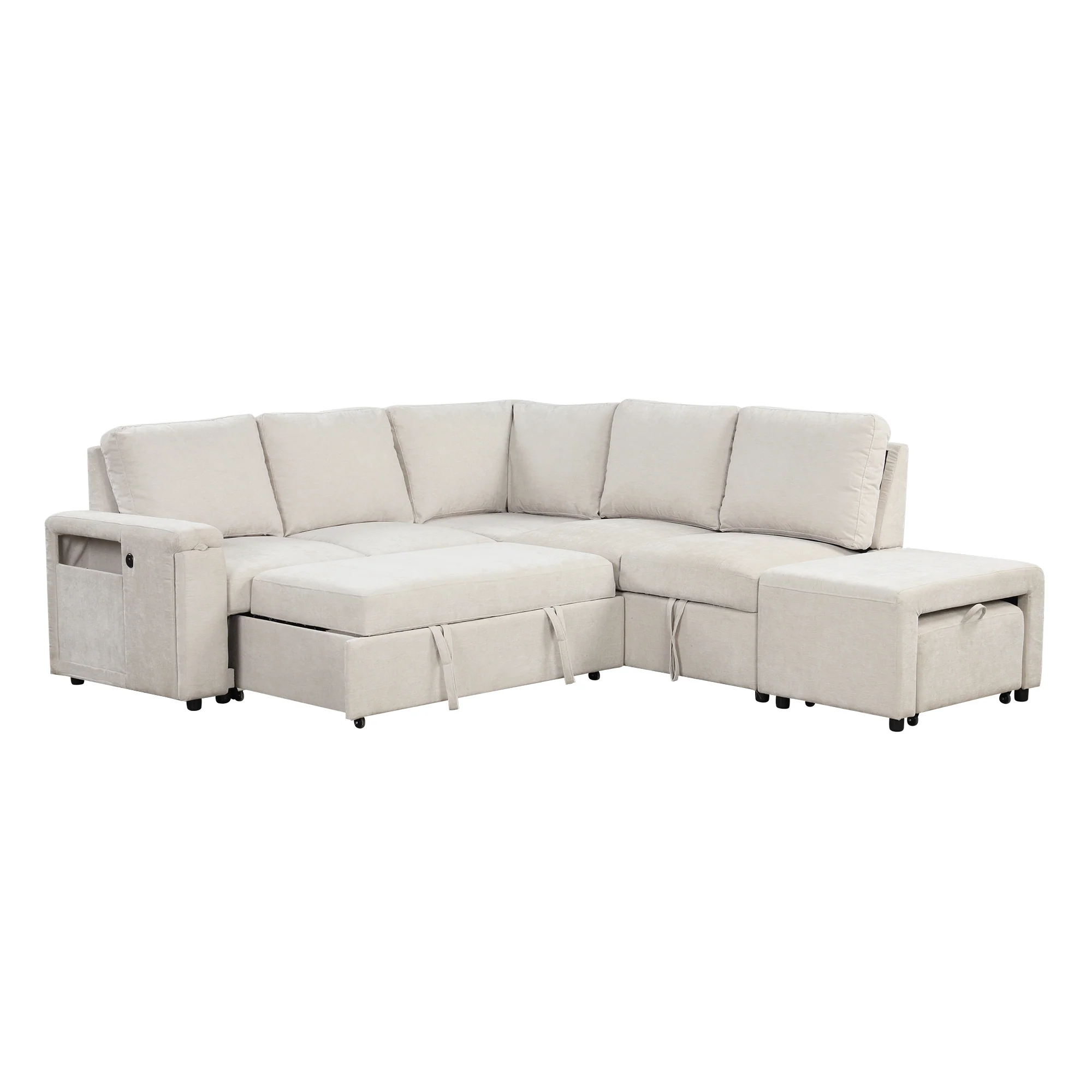 Walker Edison | L-Shaped Modular Sectional Sofa with Storage and USB Ports