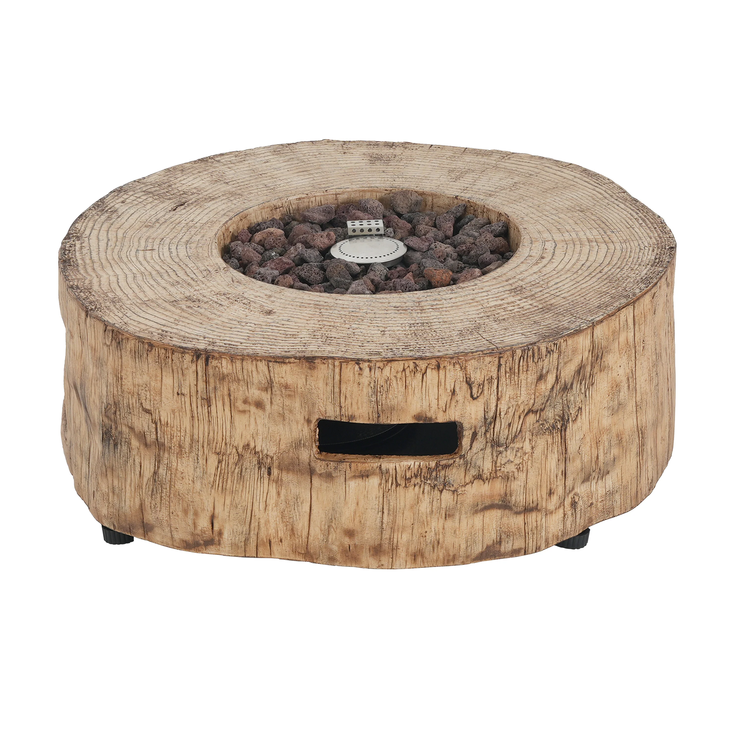 Walker Edison | Wood Pattern Outdoor Patio MGO Propane Fire Pit