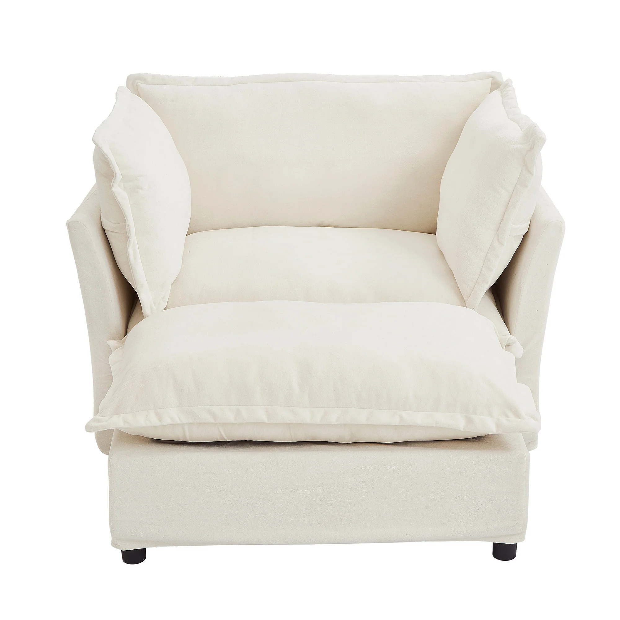 Walker Edison | Cozy Modern Chenille Armchair with Ottoman