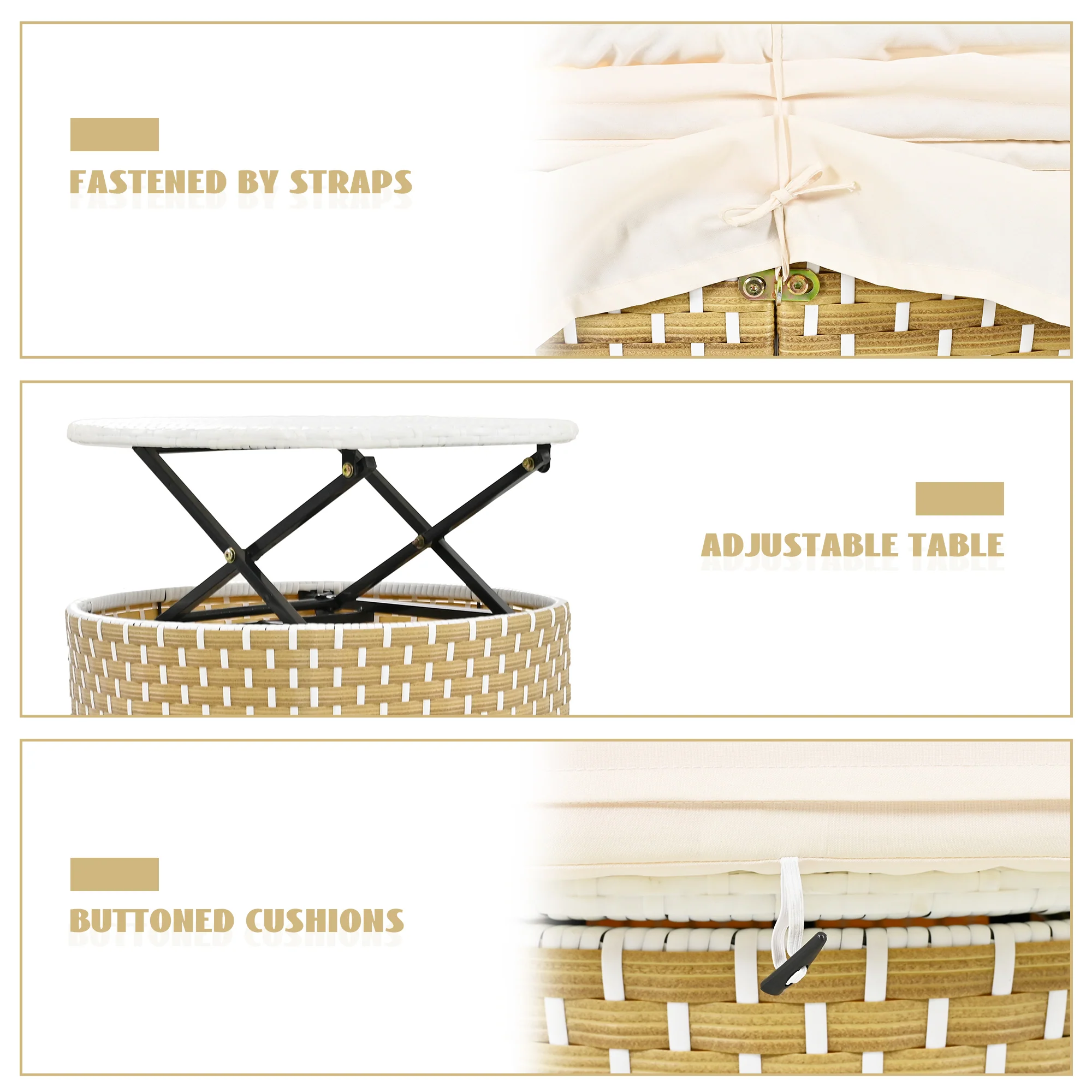 Walker Edison | Outdoor Round Modular Sunbed Sofa Set