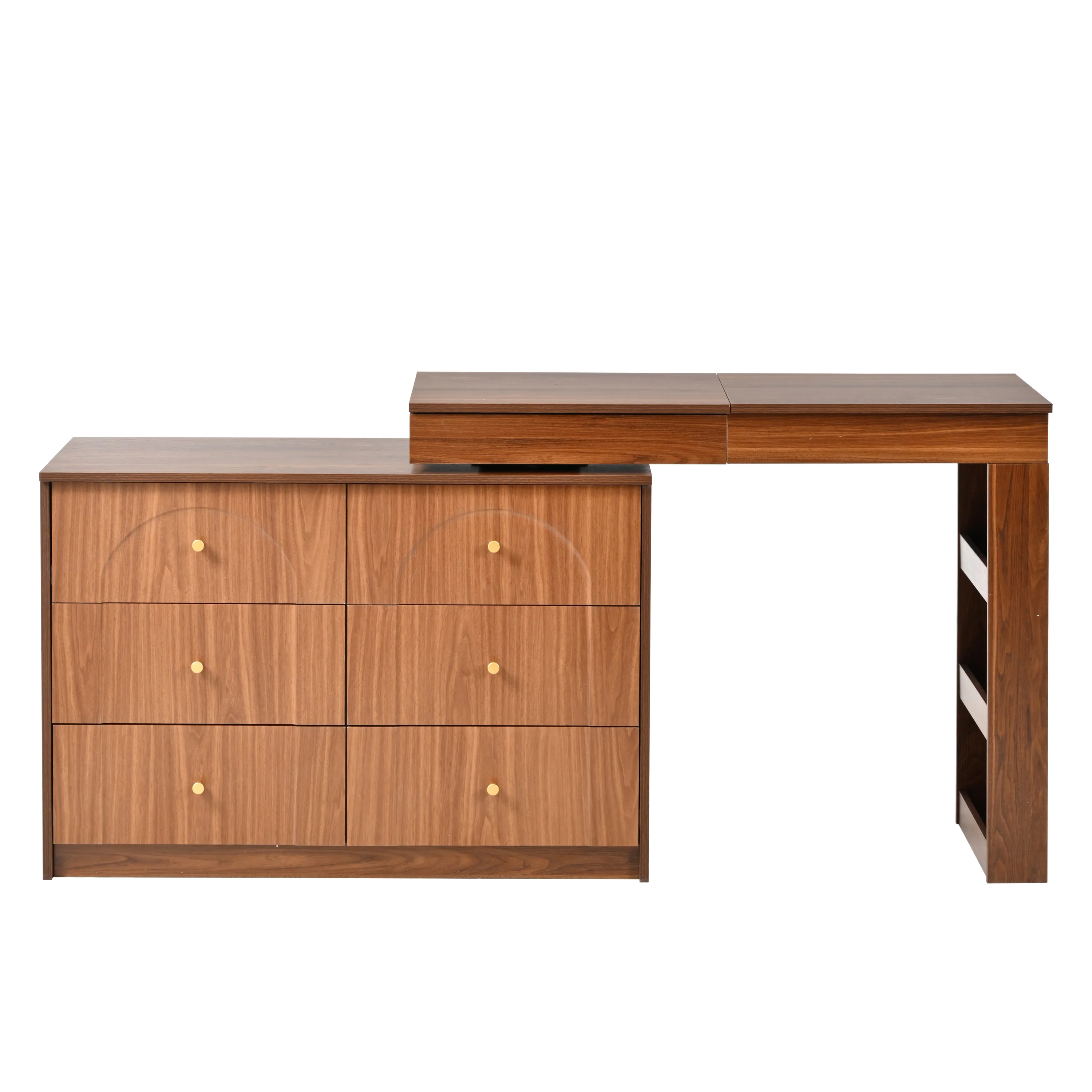 Walker Edison | Multi-Functional Vanity Desk/Dresser Set with Flip-Top Mirror and Lights