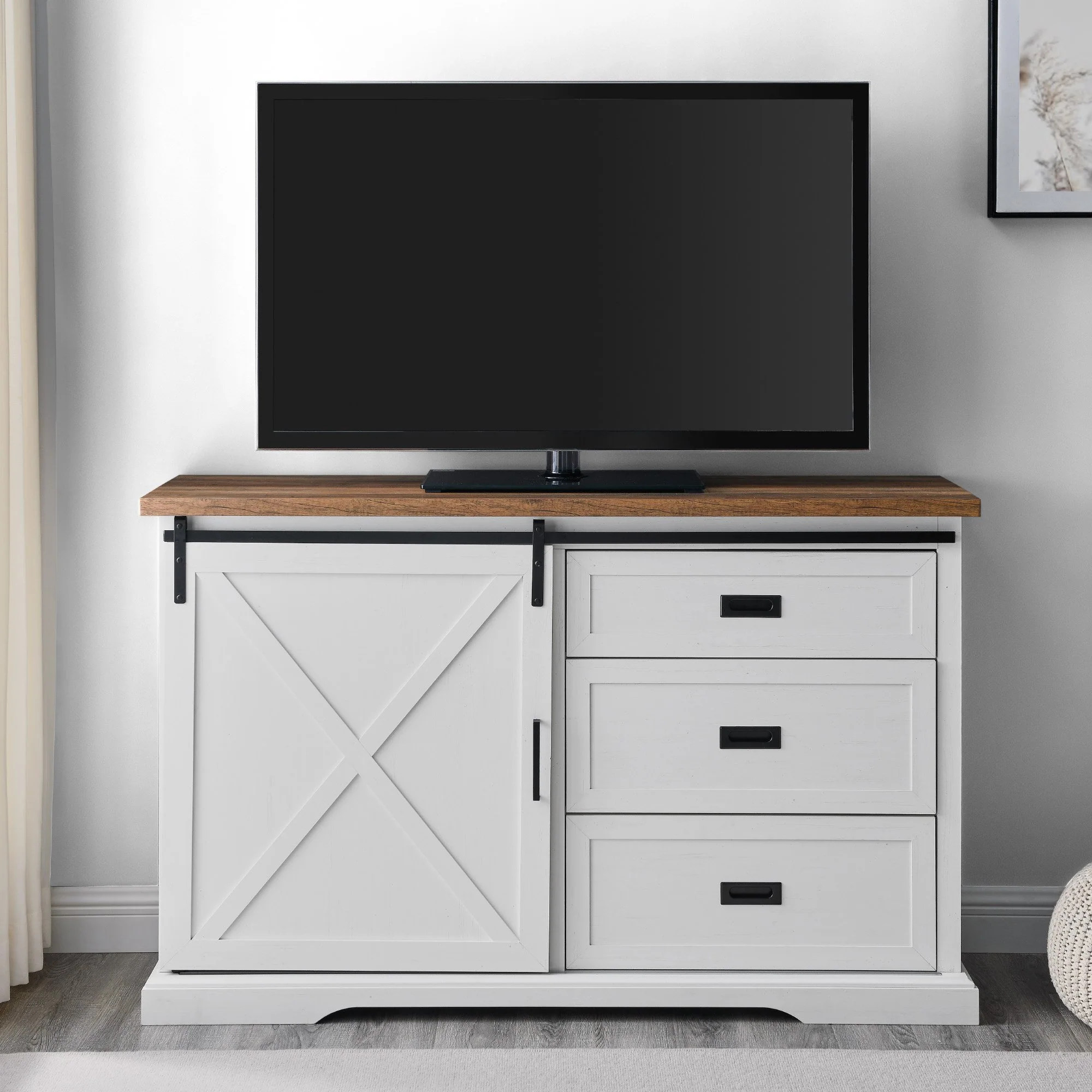 Sliding X Barn Door Buffet Sideboard & TV Stand