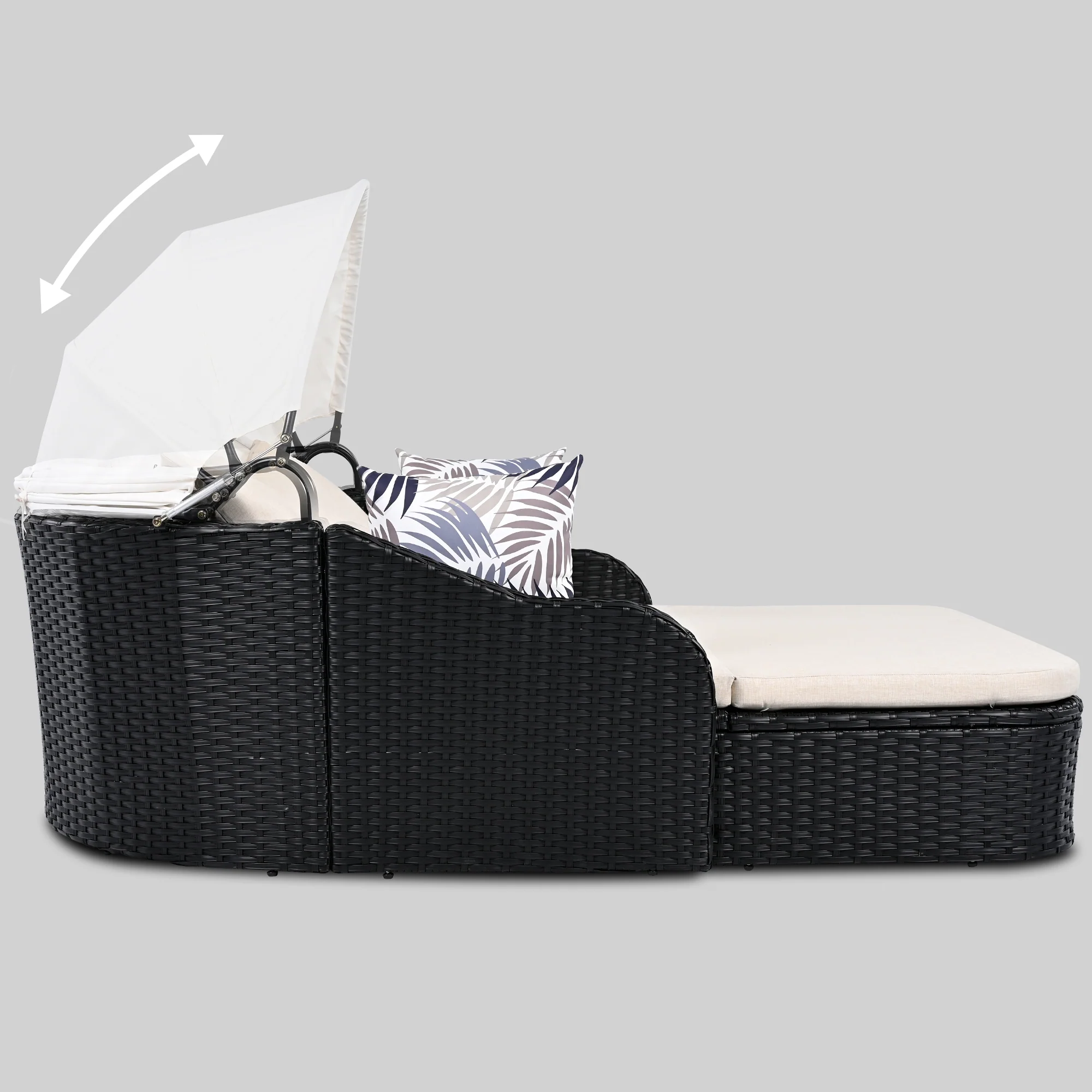 Walker Edison | Sleek Outdoor Sunbed with Adjustable Canopy