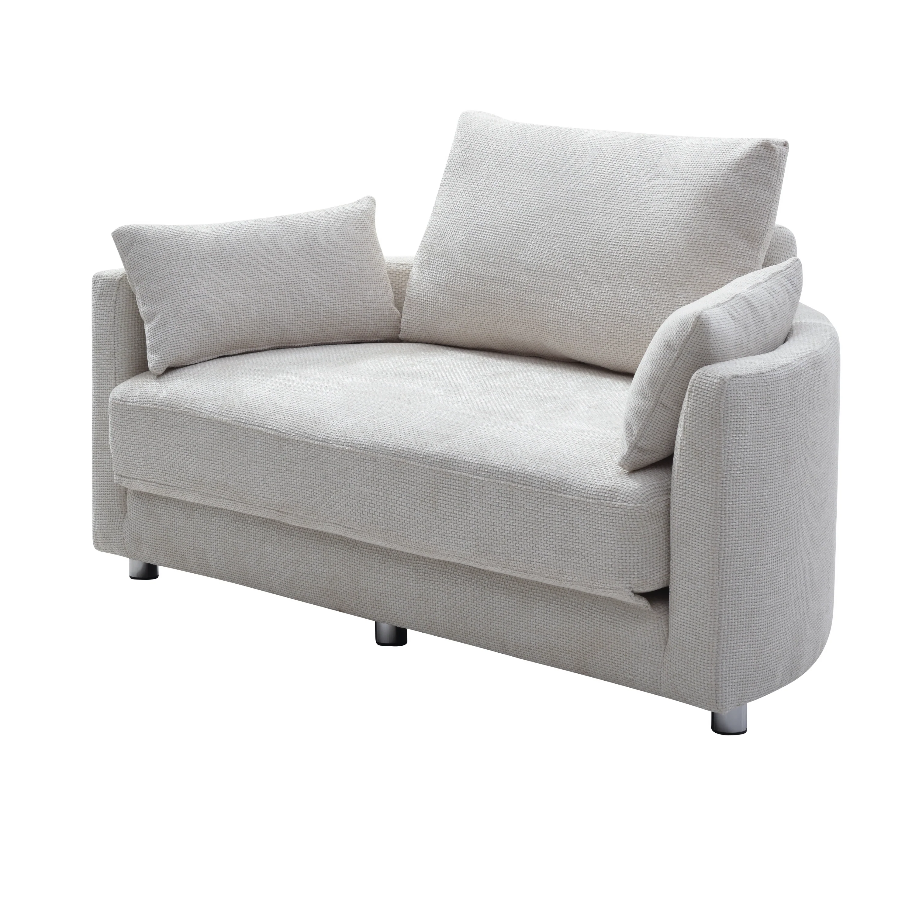 Walker Edison | Curve Design Linen Foldable Sleeper Sofa Bed
