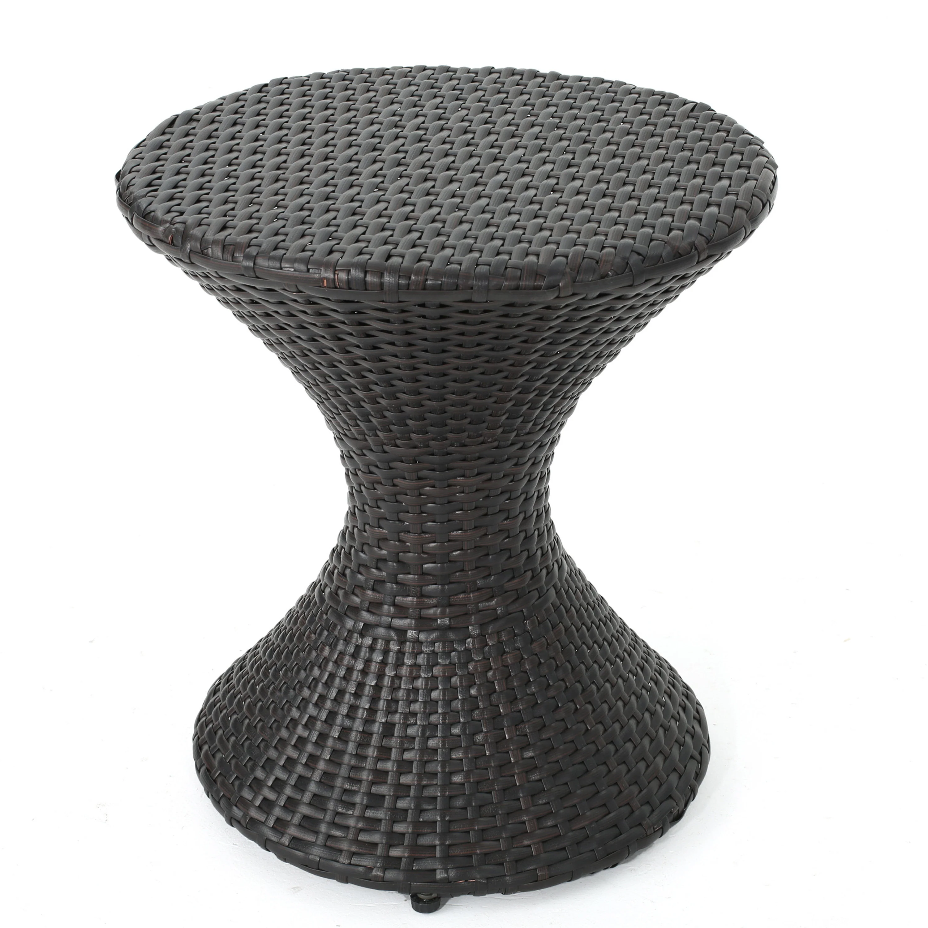 Walker Edison | Outdoor 16-inch Multi-brown Wicker Hourglass Side Table