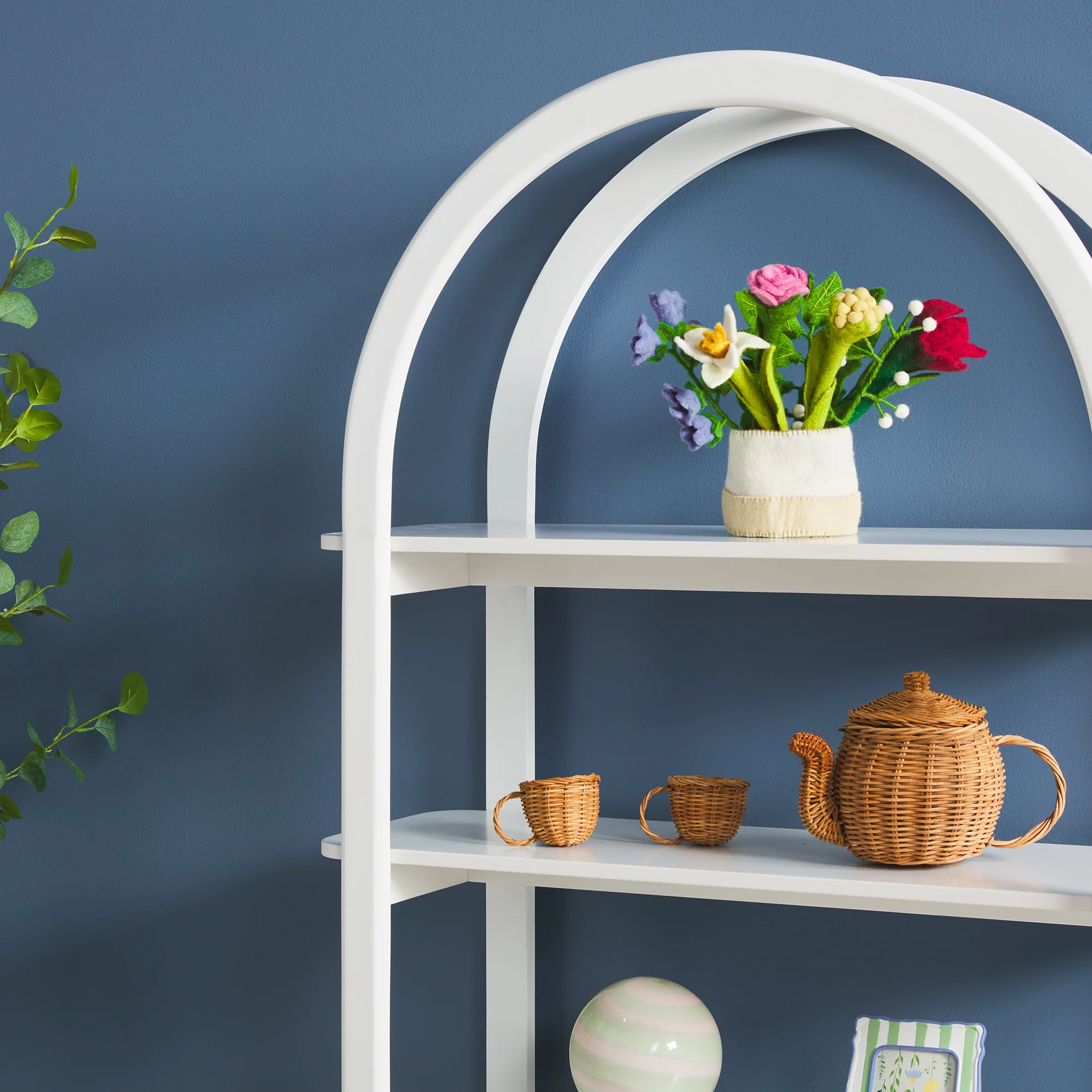 Zoey Modern Arched Wood Storage Bookcase