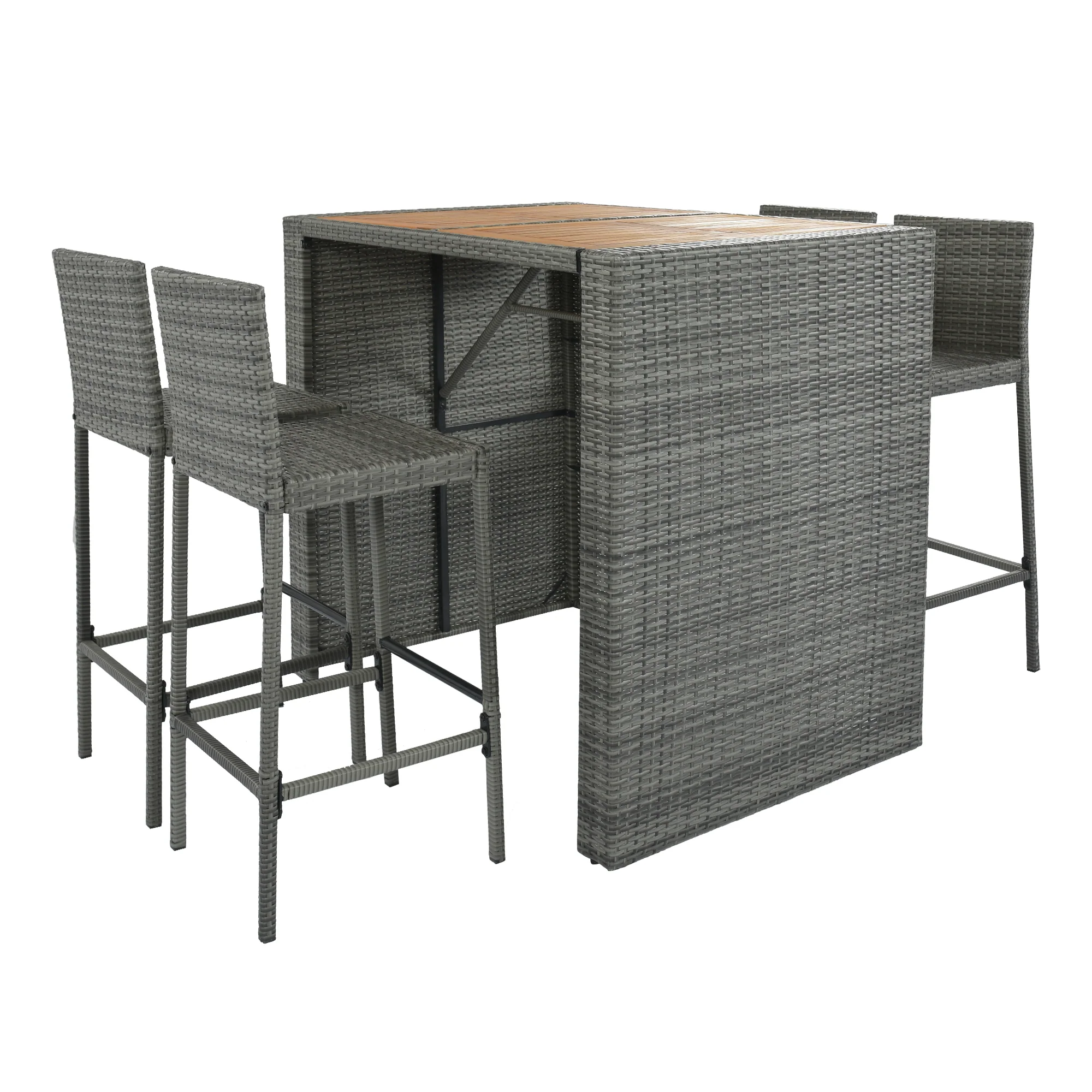 Walker Edison | 5-pieces Outdoor Patio Wicker Bar Set
