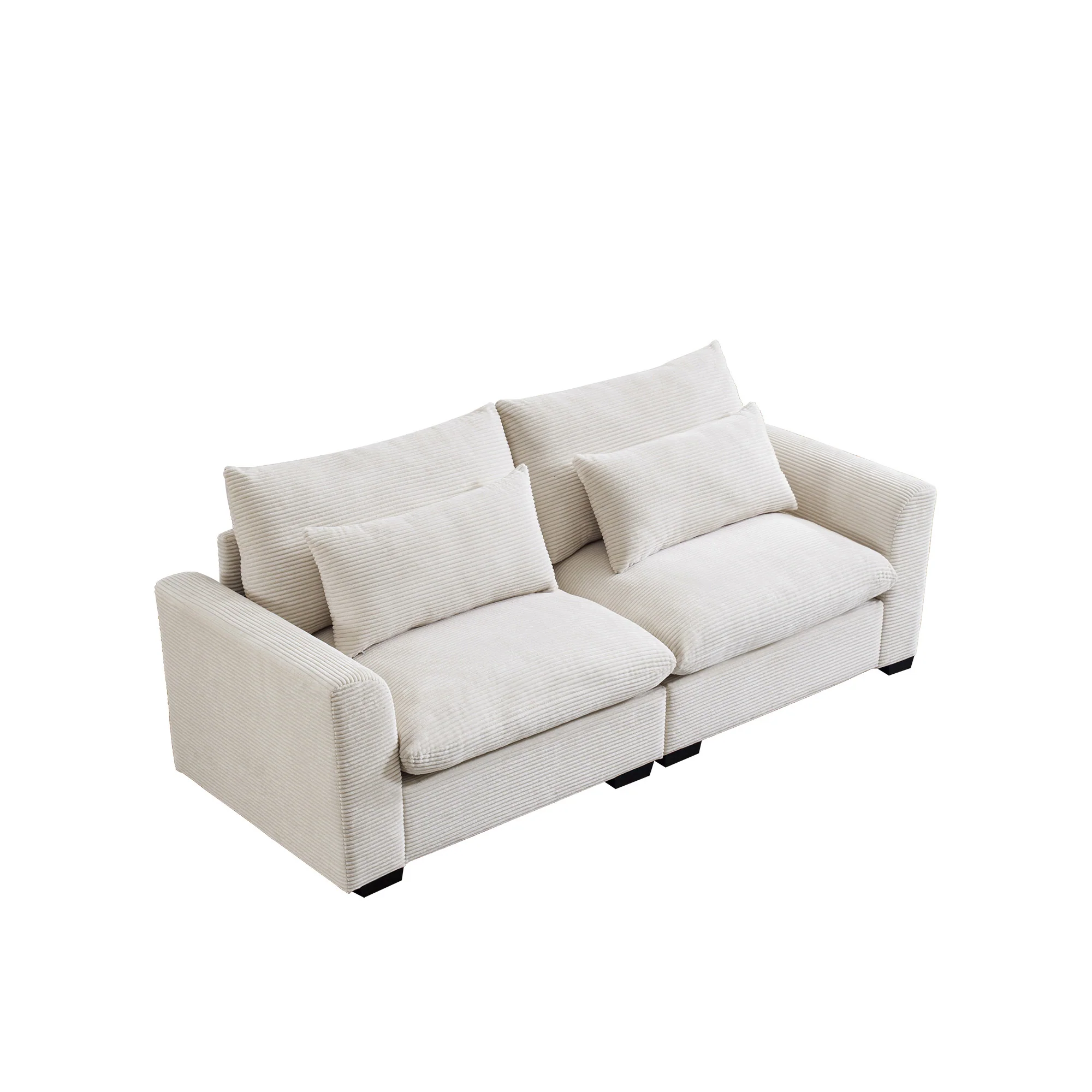 Walker Edison | Beige Corduroy Deep Seat Loveseat Couch
