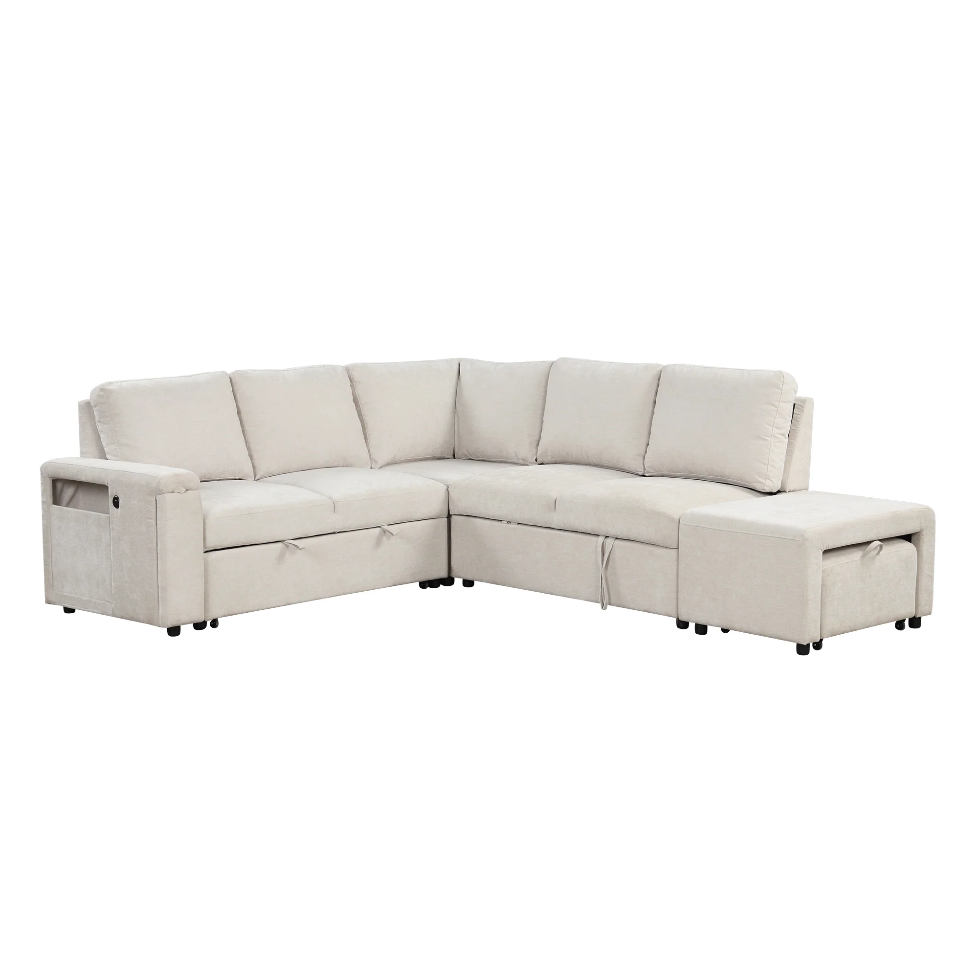Walker Edison | L-Shaped Modular Sectional Sofa with Storage and USB Ports