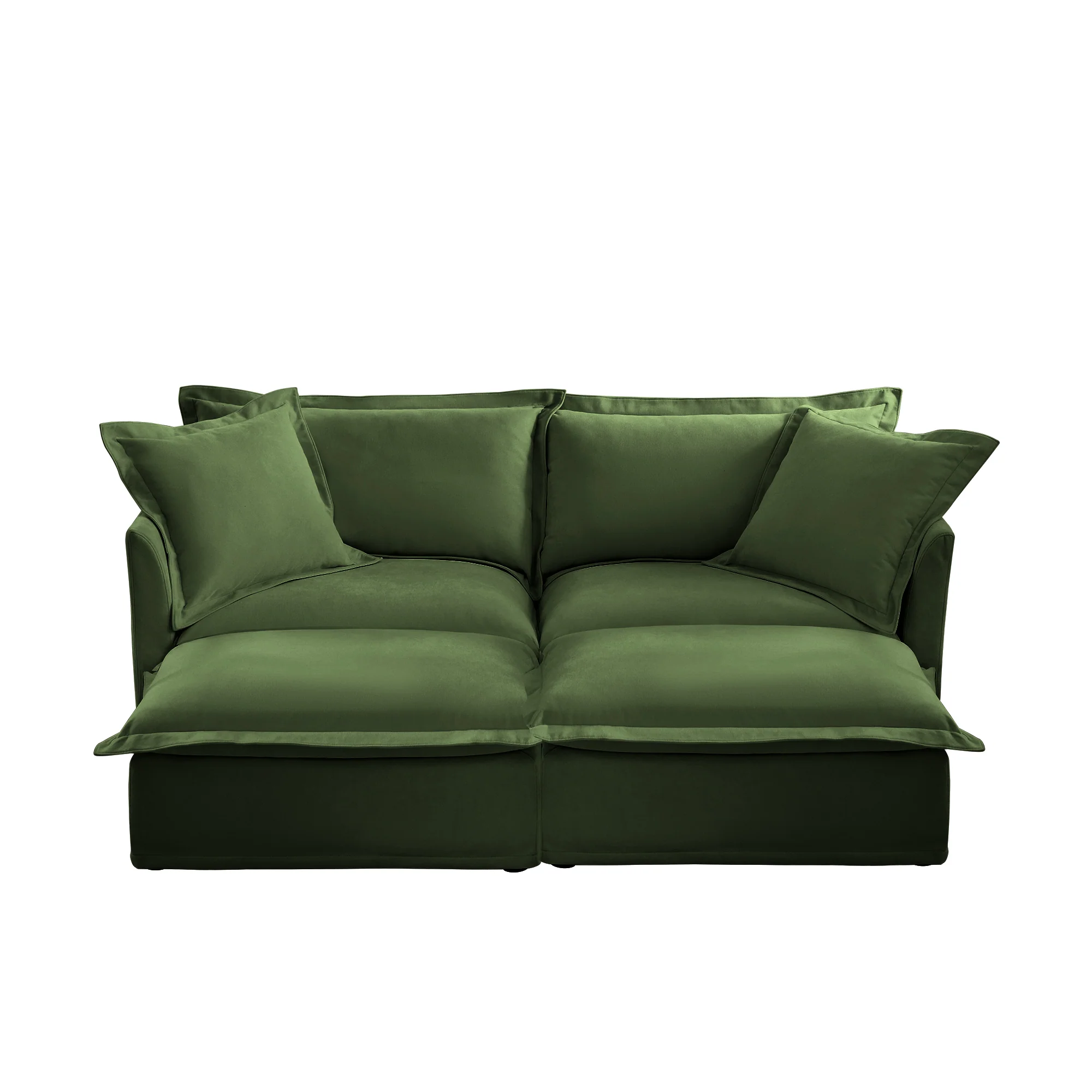 Walker Edison | Wide Deep Seat Slipcovered Loveseat Sofa with 2 Ottomans