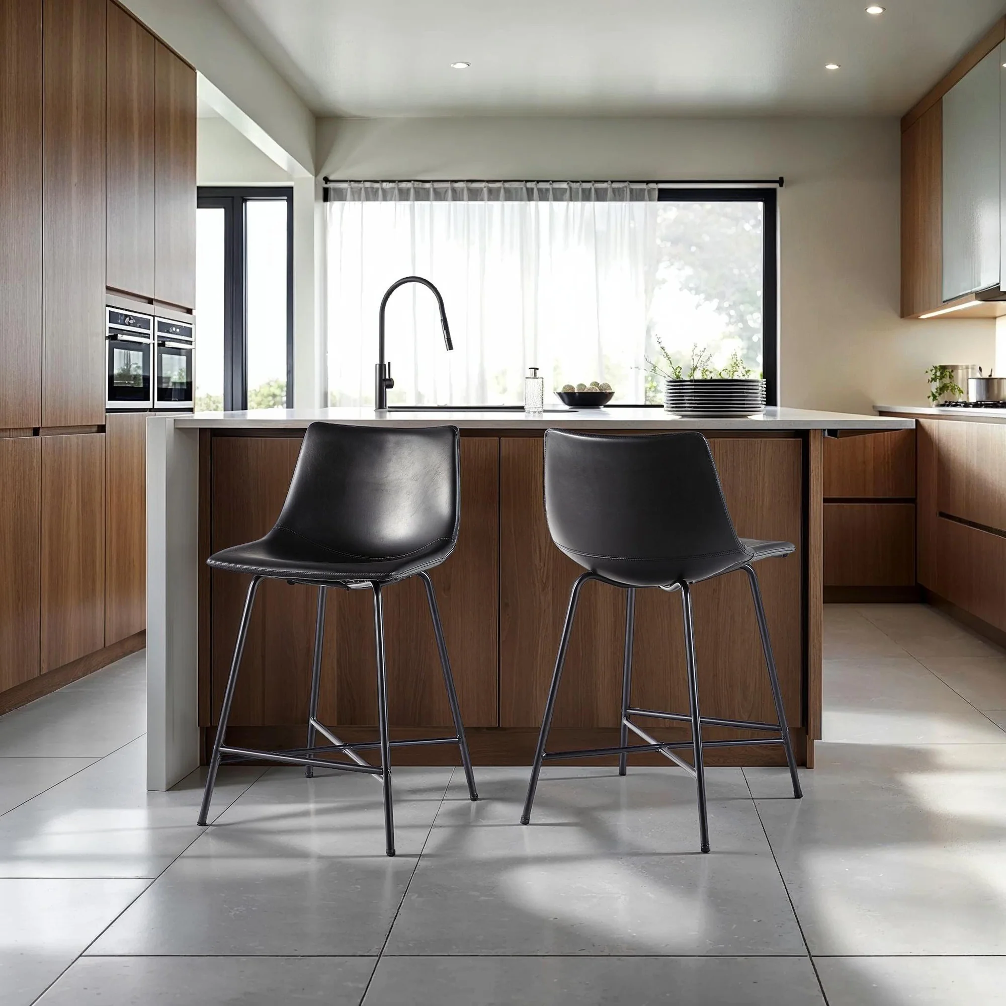 Xuma Urban Industrial Faux Leather Seating Collection (Dining Chair or Counter Stool), Set of 2