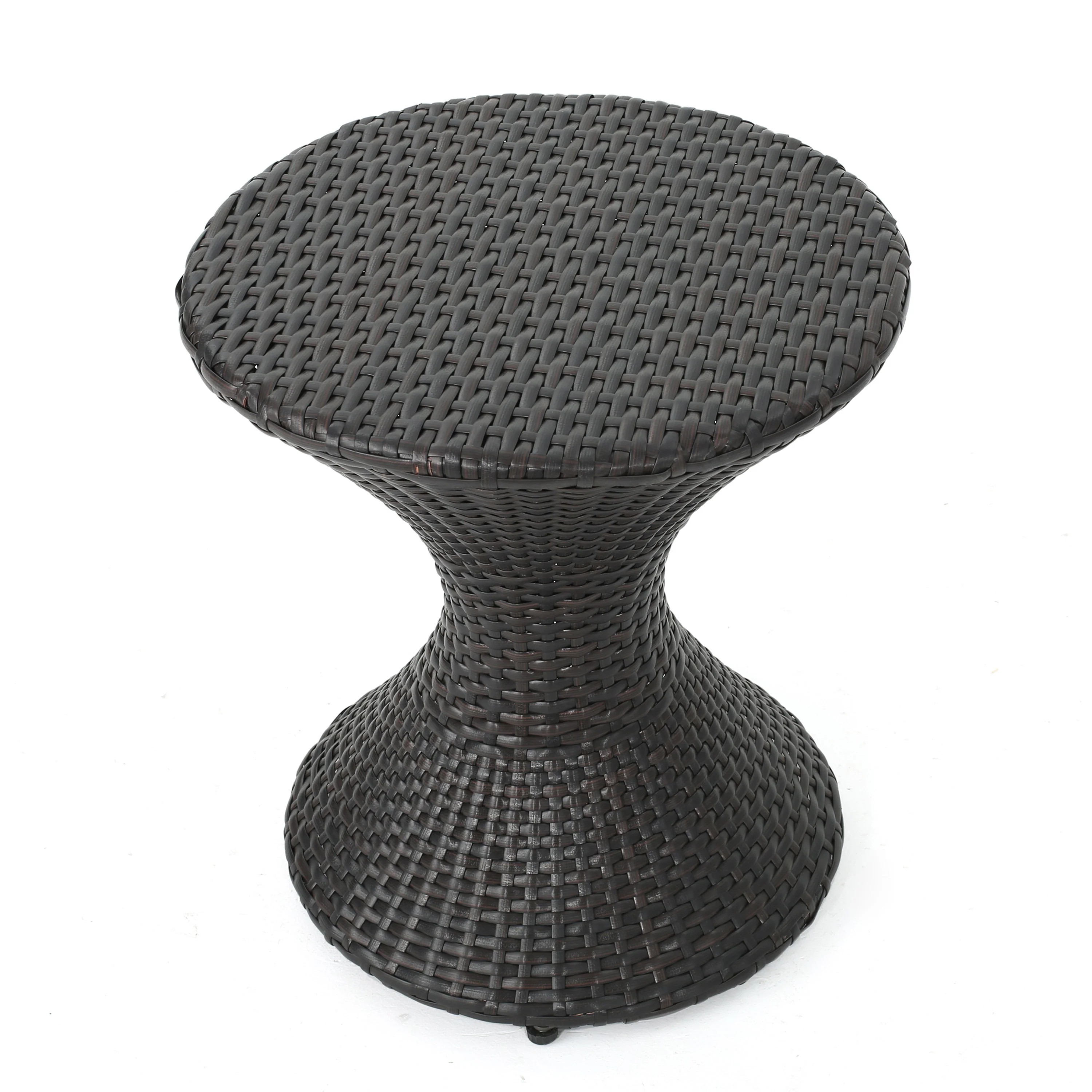 Walker Edison | Outdoor 16-inch Multi-brown Wicker Hourglass Side Table